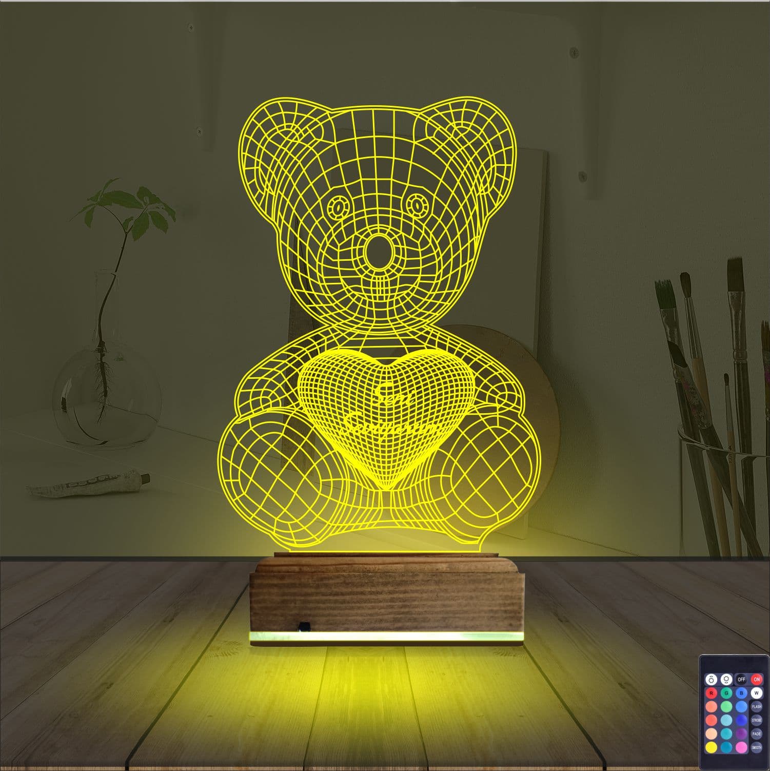 Мишка с сердцем — 3D LED Ночник | Романтический подарок 5