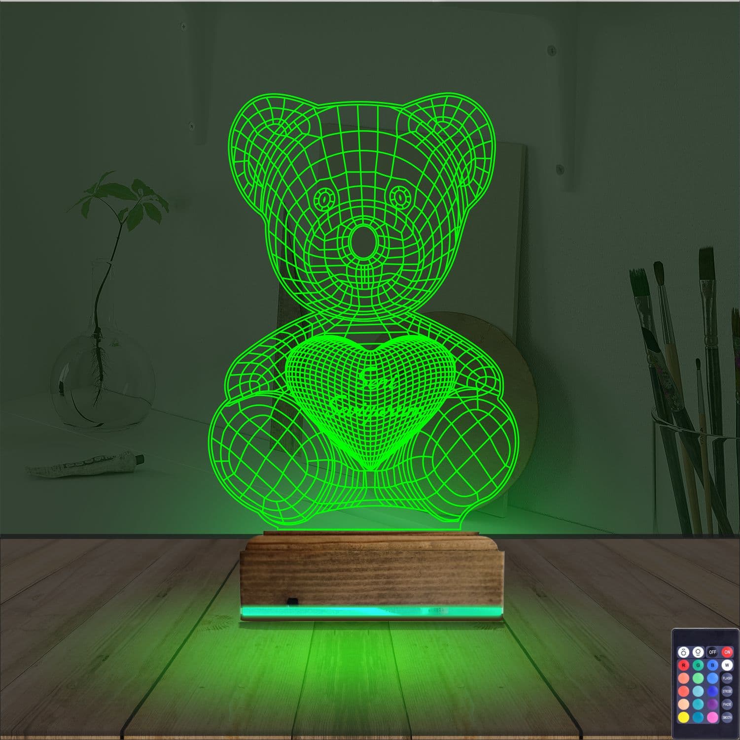 Мишка с сердцем — 3D LED Ночник | Романтический подарок 6