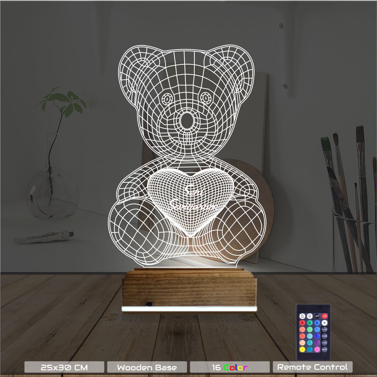 Мишка с сердцем — 3D LED Ночник | Романтический подарок 8