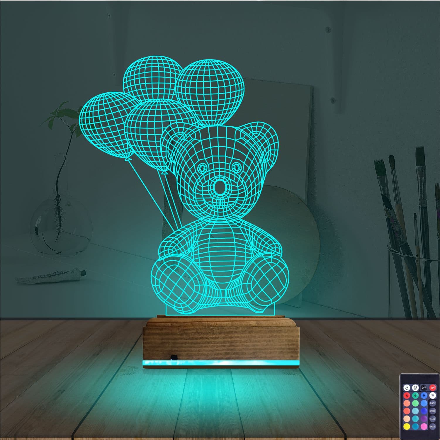 Мишка с шариками — 3D LED Ночник | Подарок ребенку 3