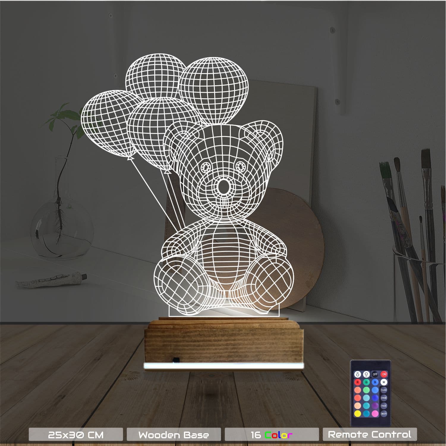 Мишка с шариками — 3D LED Ночник | Подарок ребенку 8