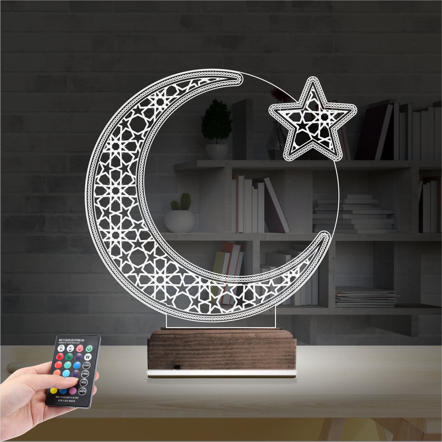 Полумесяц и Звезда — 3D LED Ночник | Исламский подарок 2