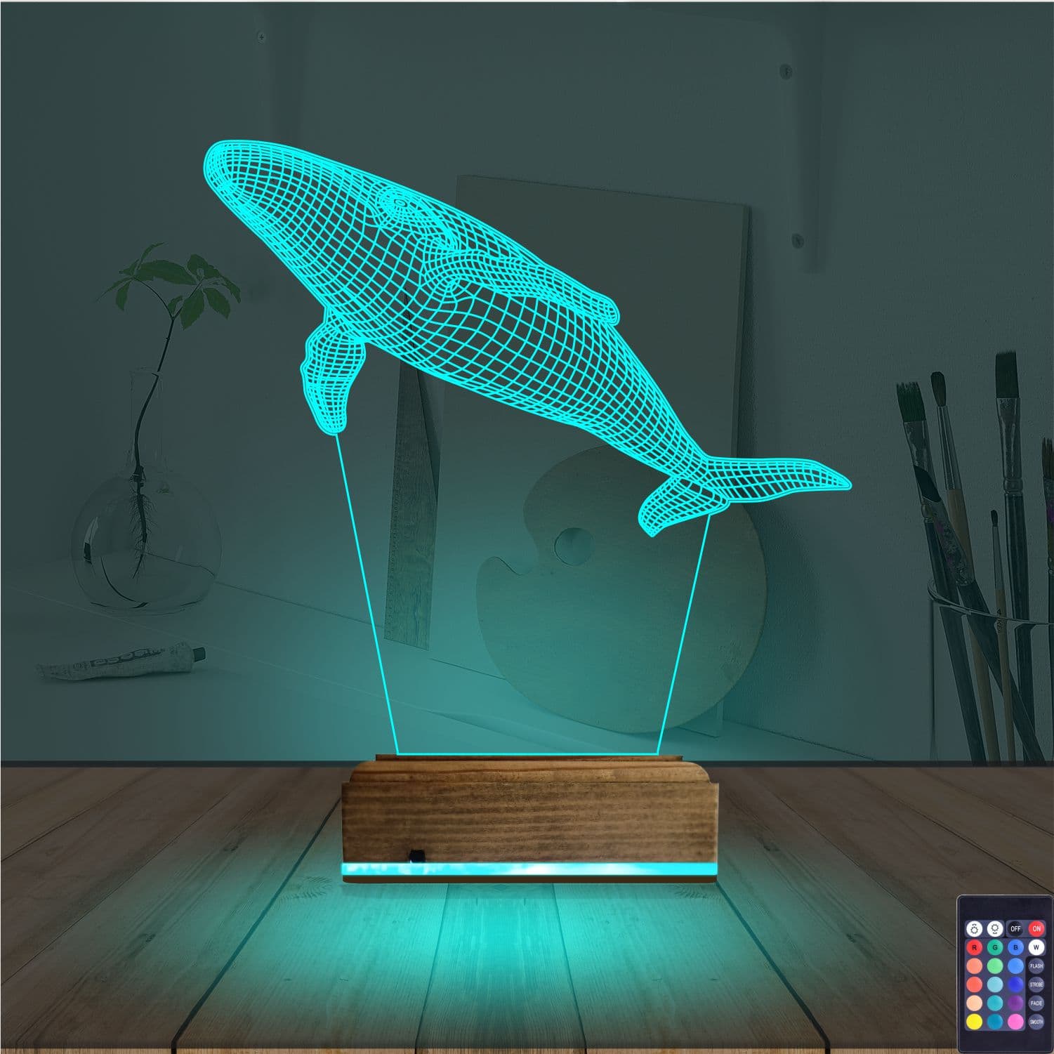 Кит — 3D LED Ночник | Подарок для детей и взрослых 3