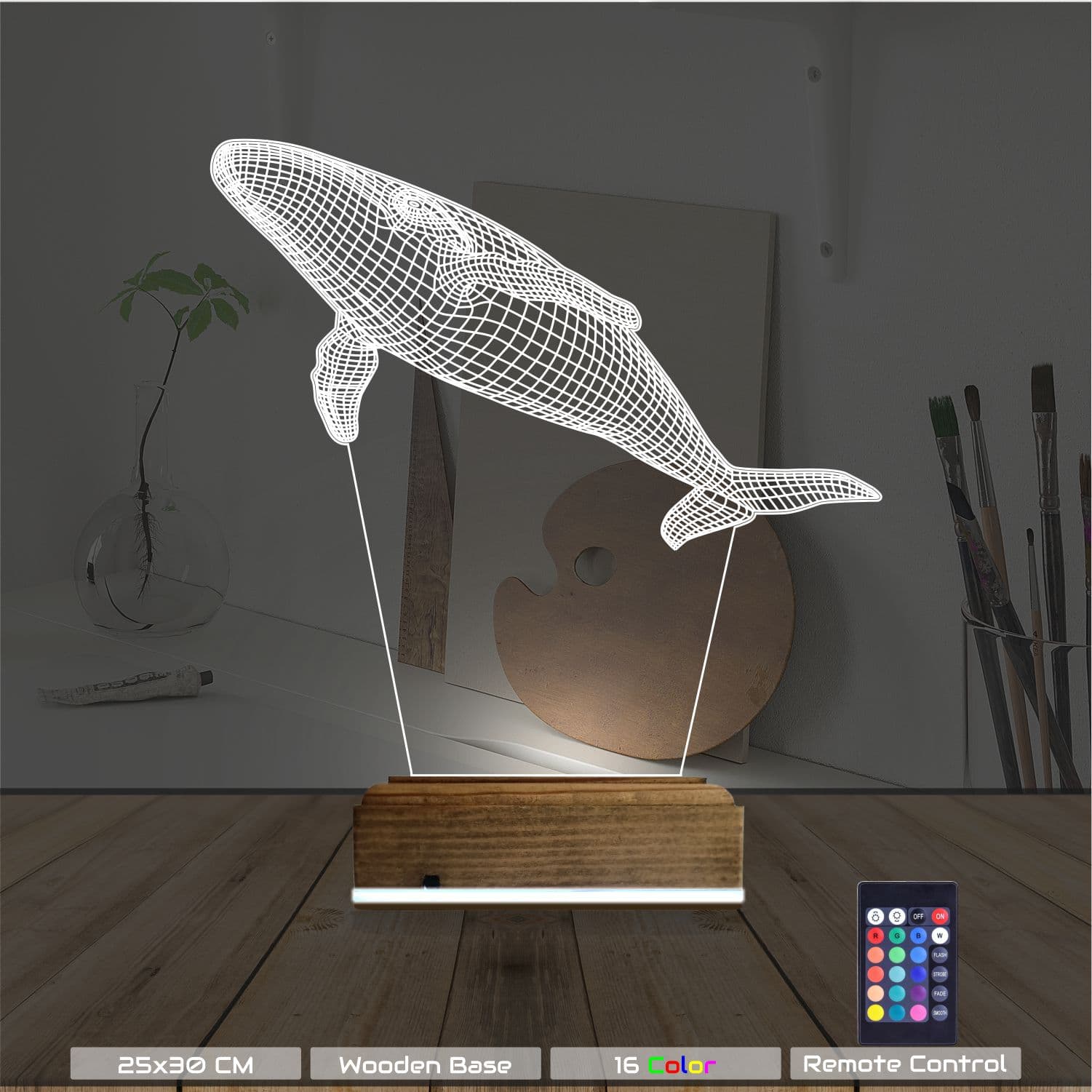 Кит — 3D LED Ночник | Подарок для детей и взрослых 8