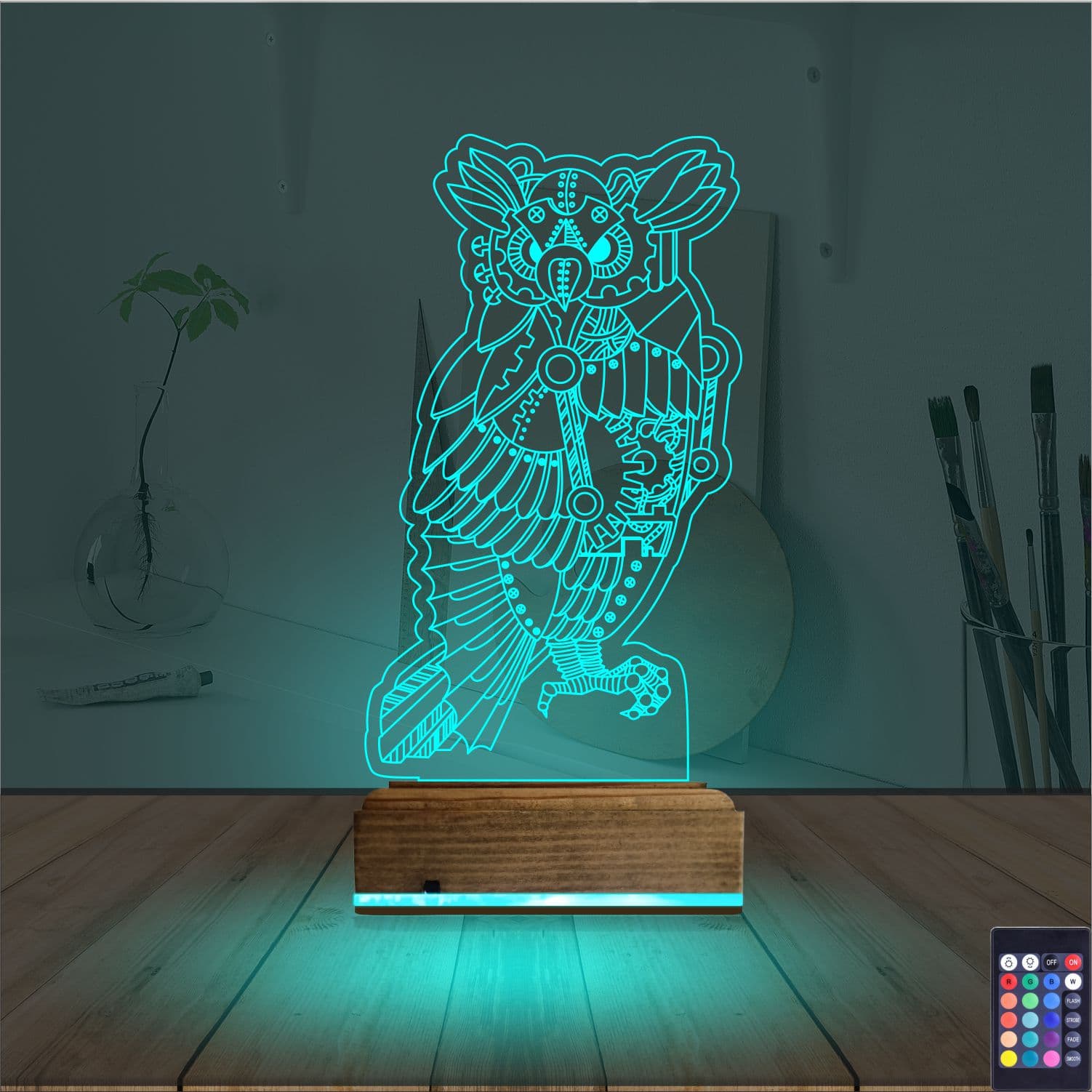 Сова Стимпанк 3D Ночник 3
