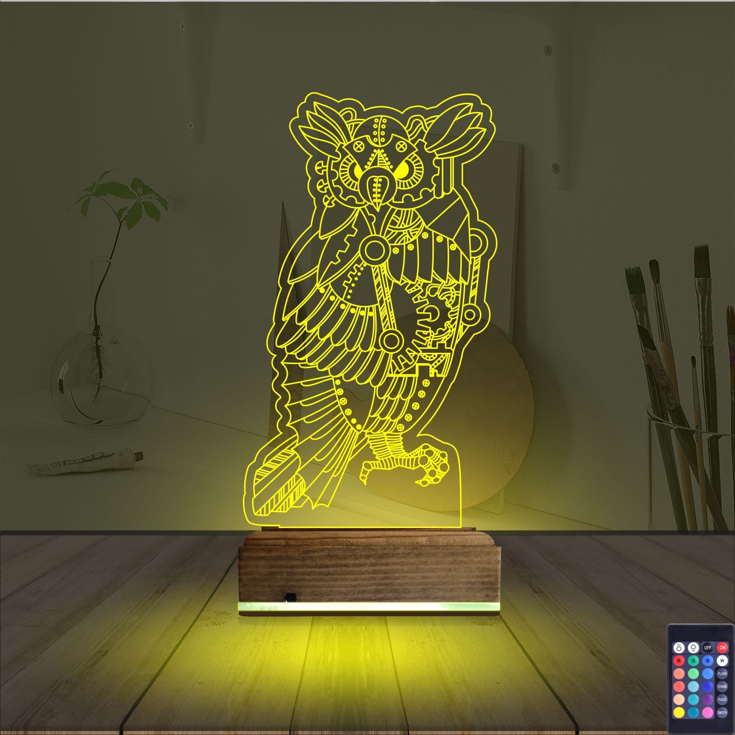 Сова Стимпанк 3D Ночник 5