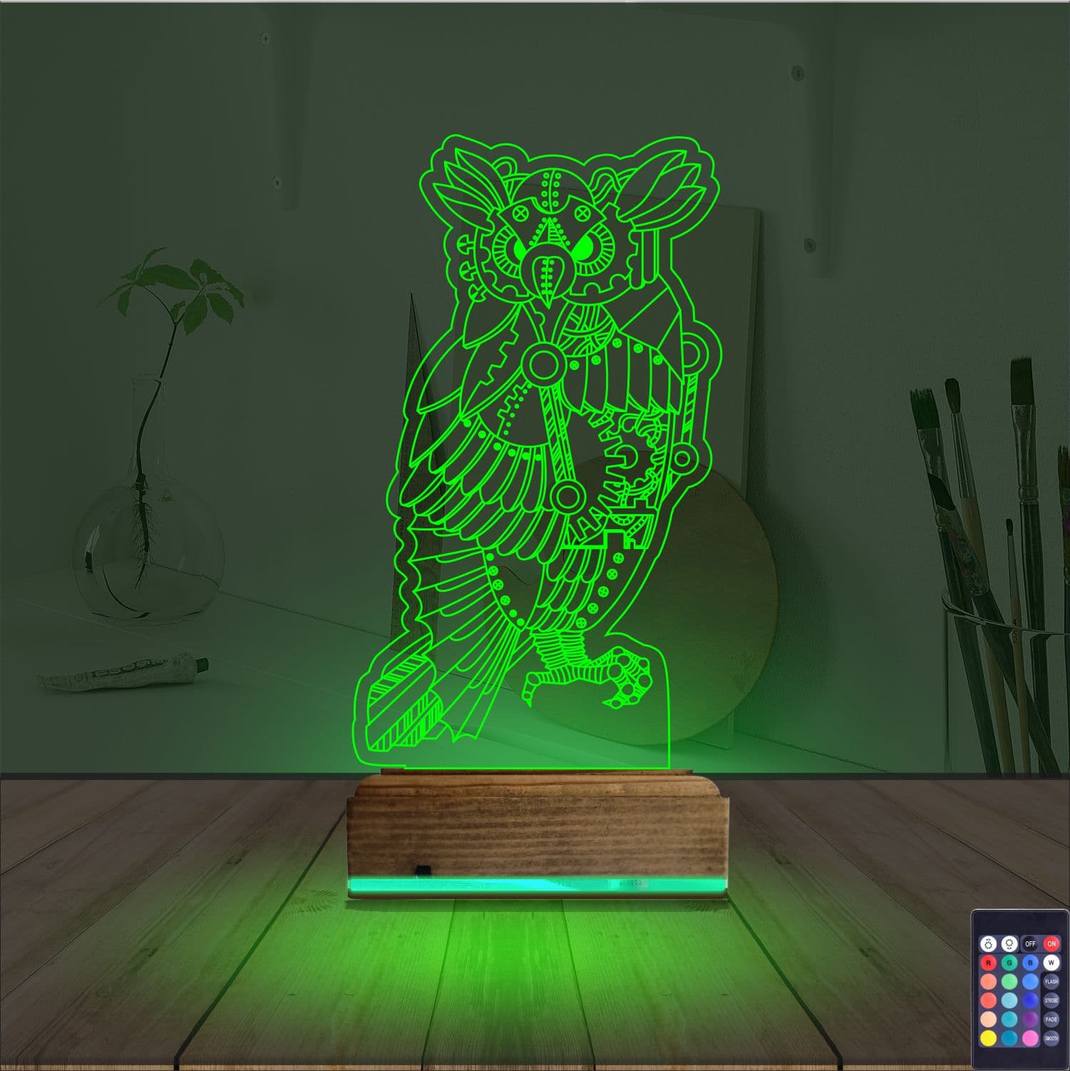 Сова Стимпанк 3D Ночник 6