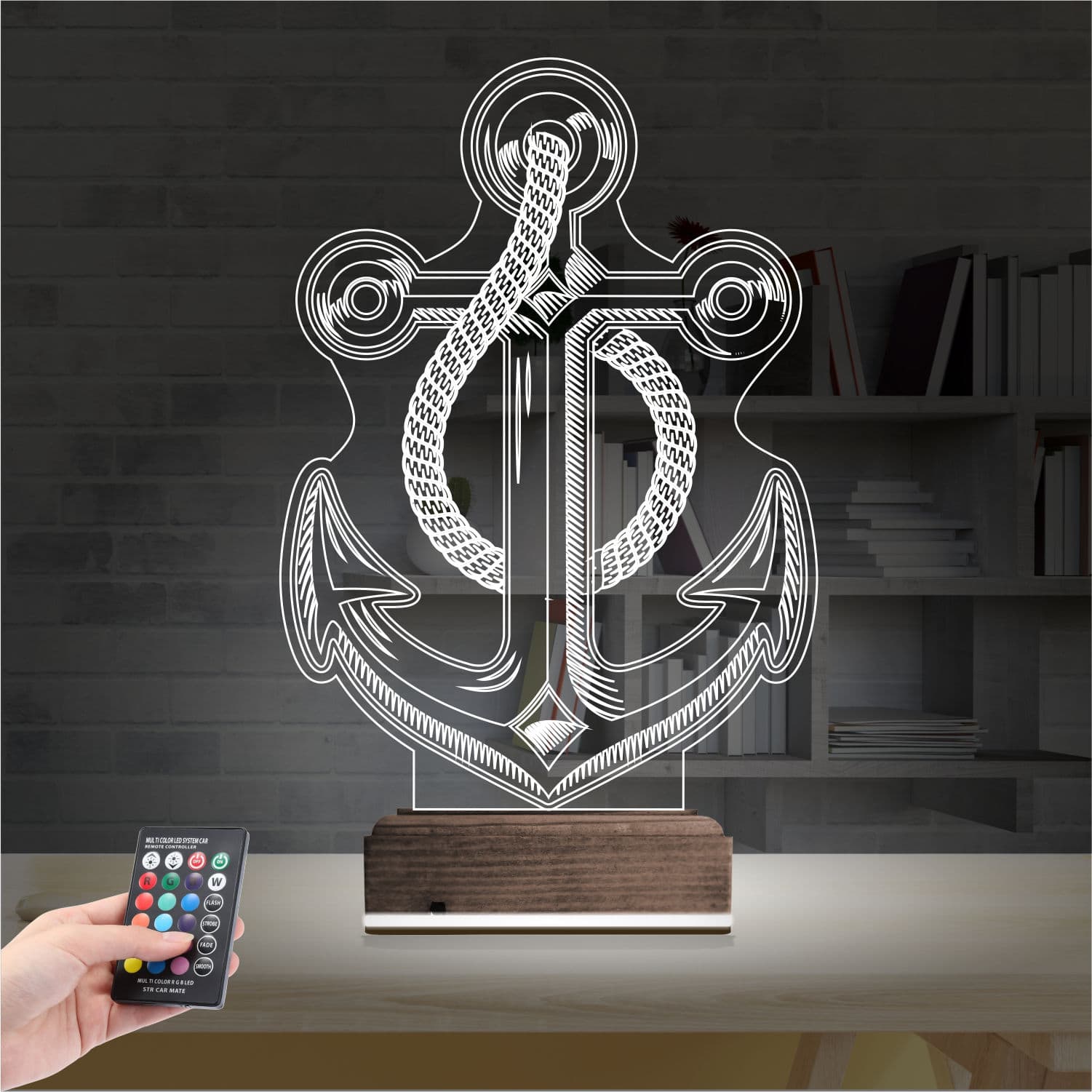 Якорь — 3D LED Ночник | Подарок моряку или путешественнику 2