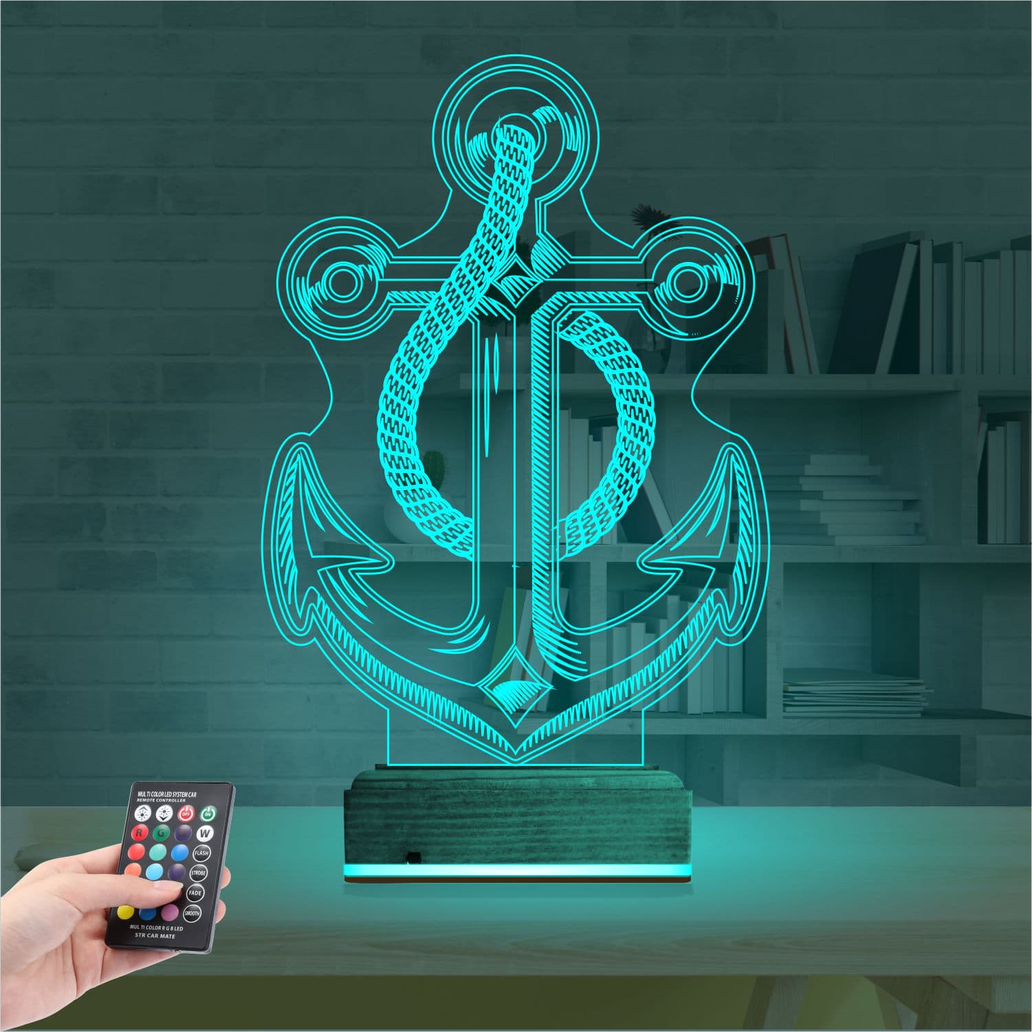 Якорь — 3D LED Ночник | Подарок моряку или путешественнику 3
