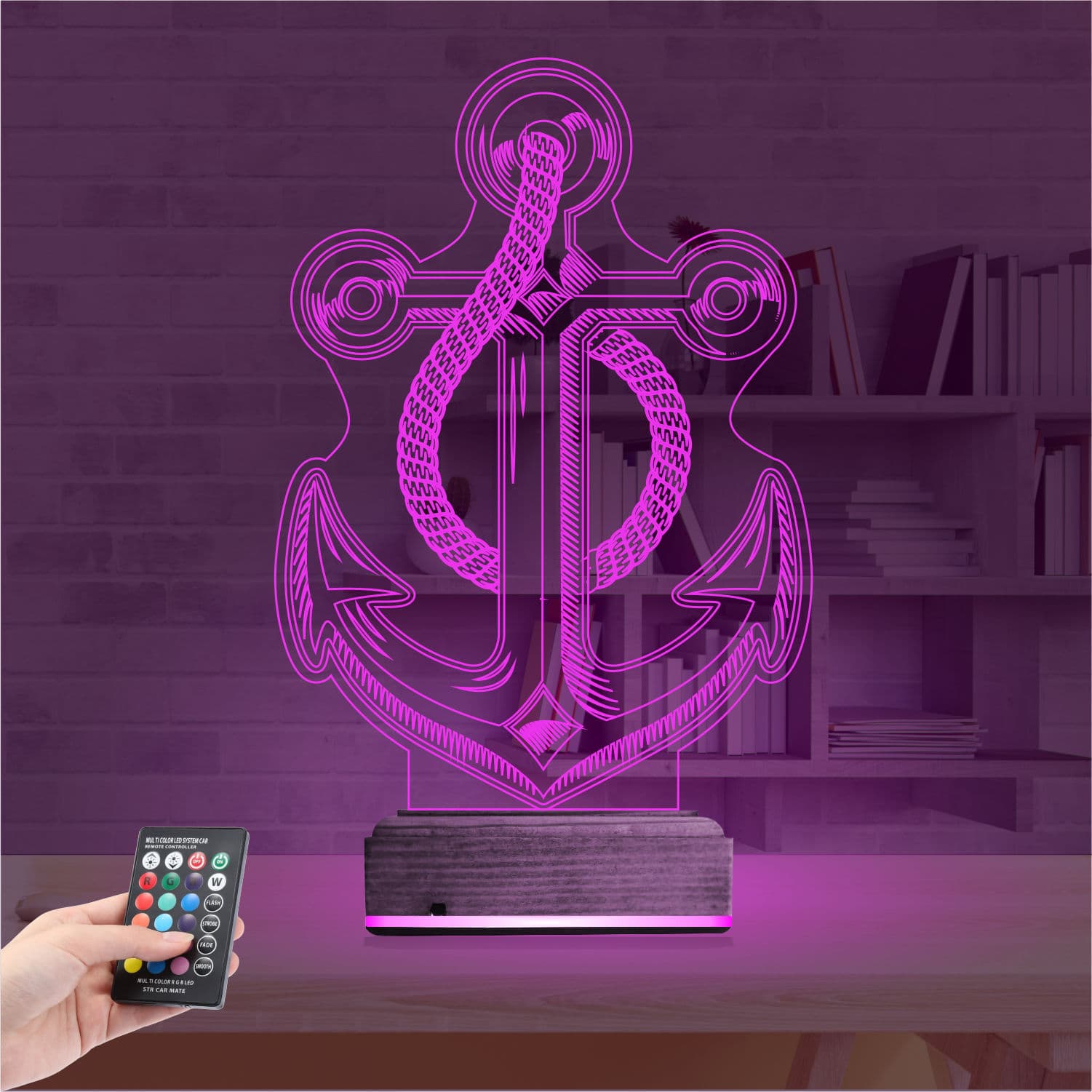 Якорь — 3D LED Ночник | Подарок моряку или путешественнику 4