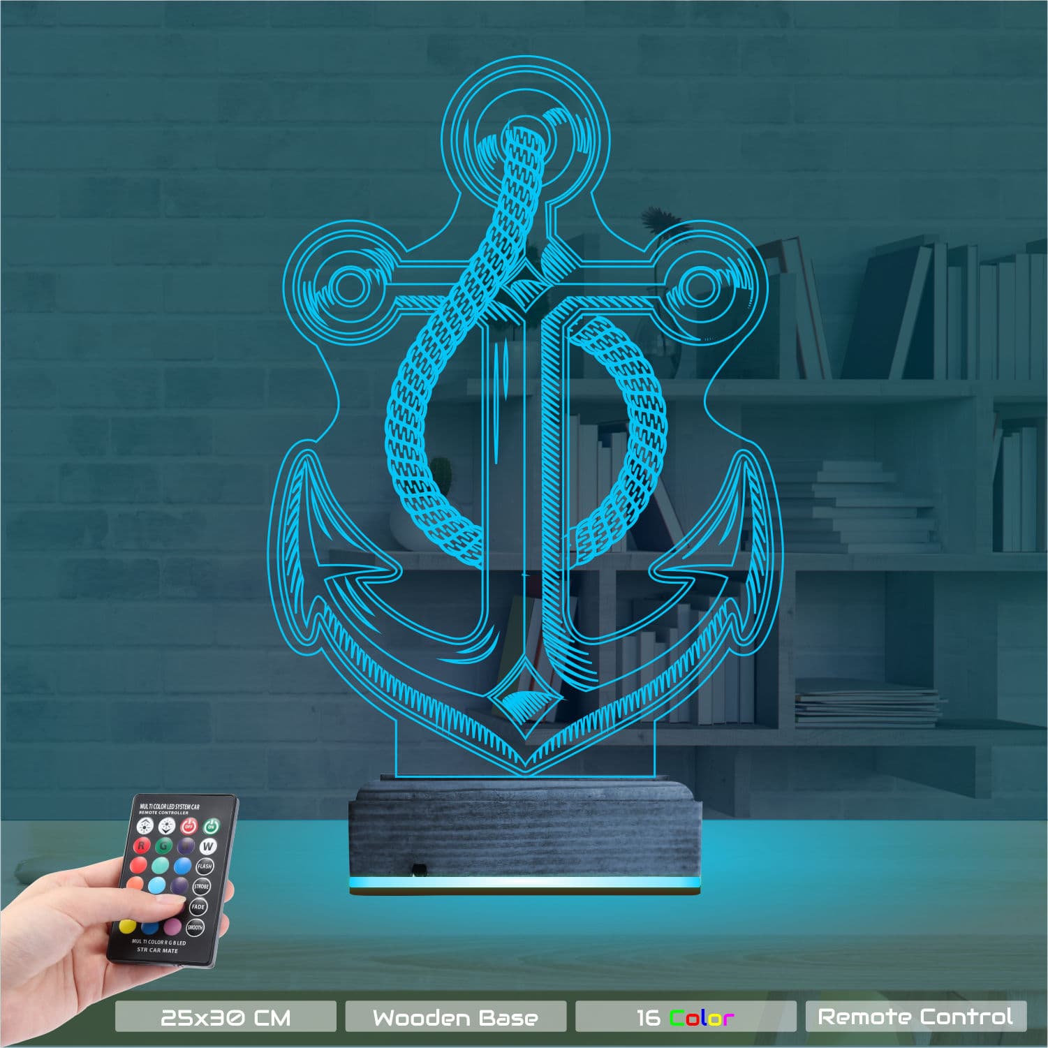 Якорь — 3D LED Ночник | Подарок моряку или путешественнику 9