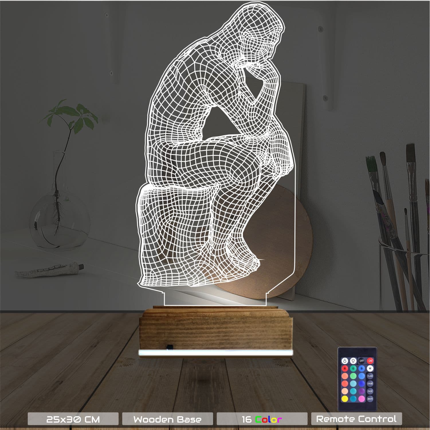 Мыслитель — 3D LED Ночник | Подарок мужчине 8