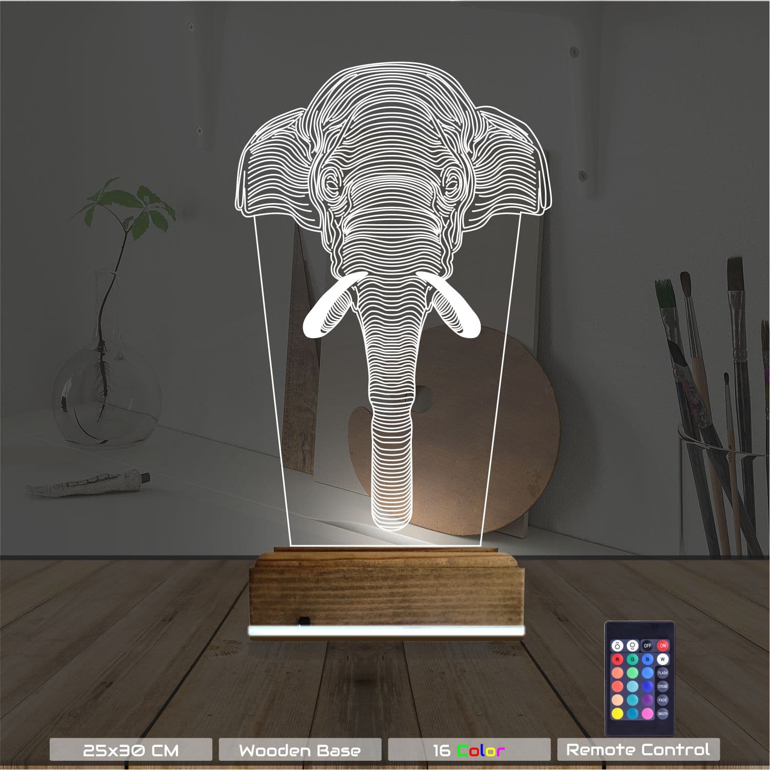 Слон — 3D LED Ночник | Подарок любителям природы 8