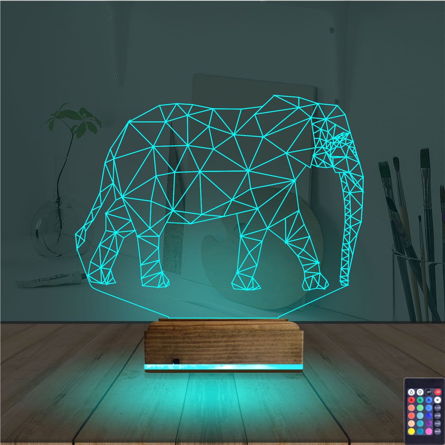 Геометрический слон — 3D LED Ночник | Подарок для интерьера 3