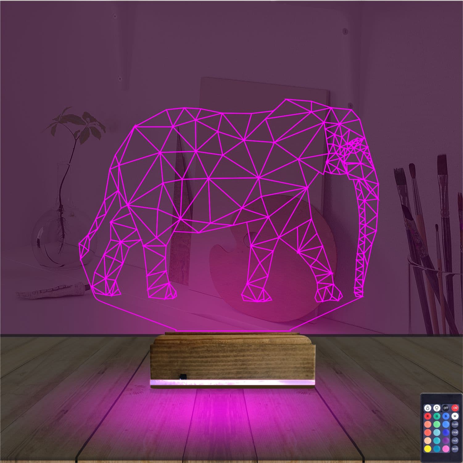 Геометрический слон — 3D LED Ночник | Подарок для интерьера 4
