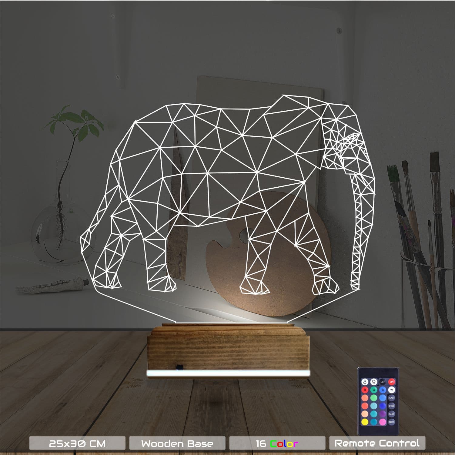 Геометрический слон — 3D LED Ночник | Подарок для интерьера 8