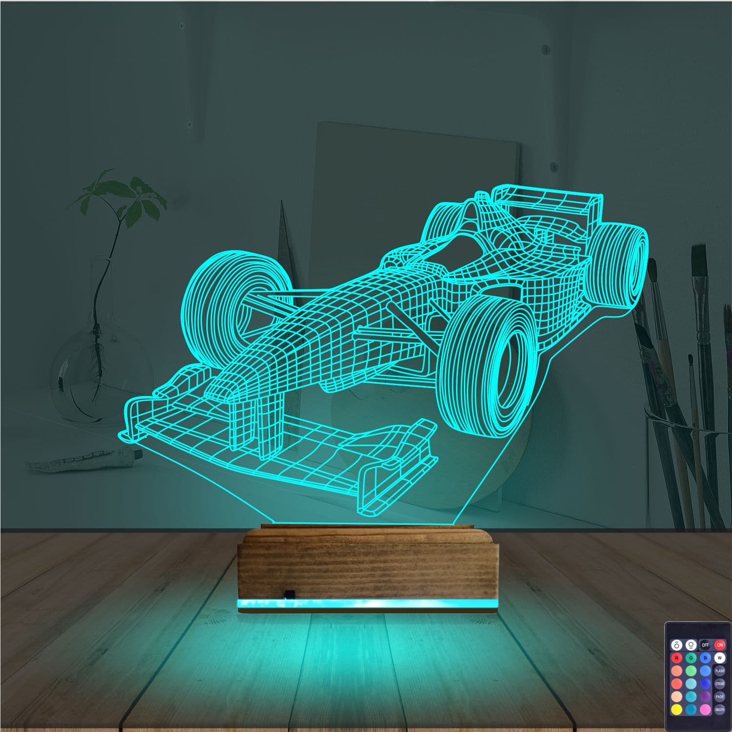 Болид Формулы-1 — 3D LED Ночник | Подарок фанату гонок 3