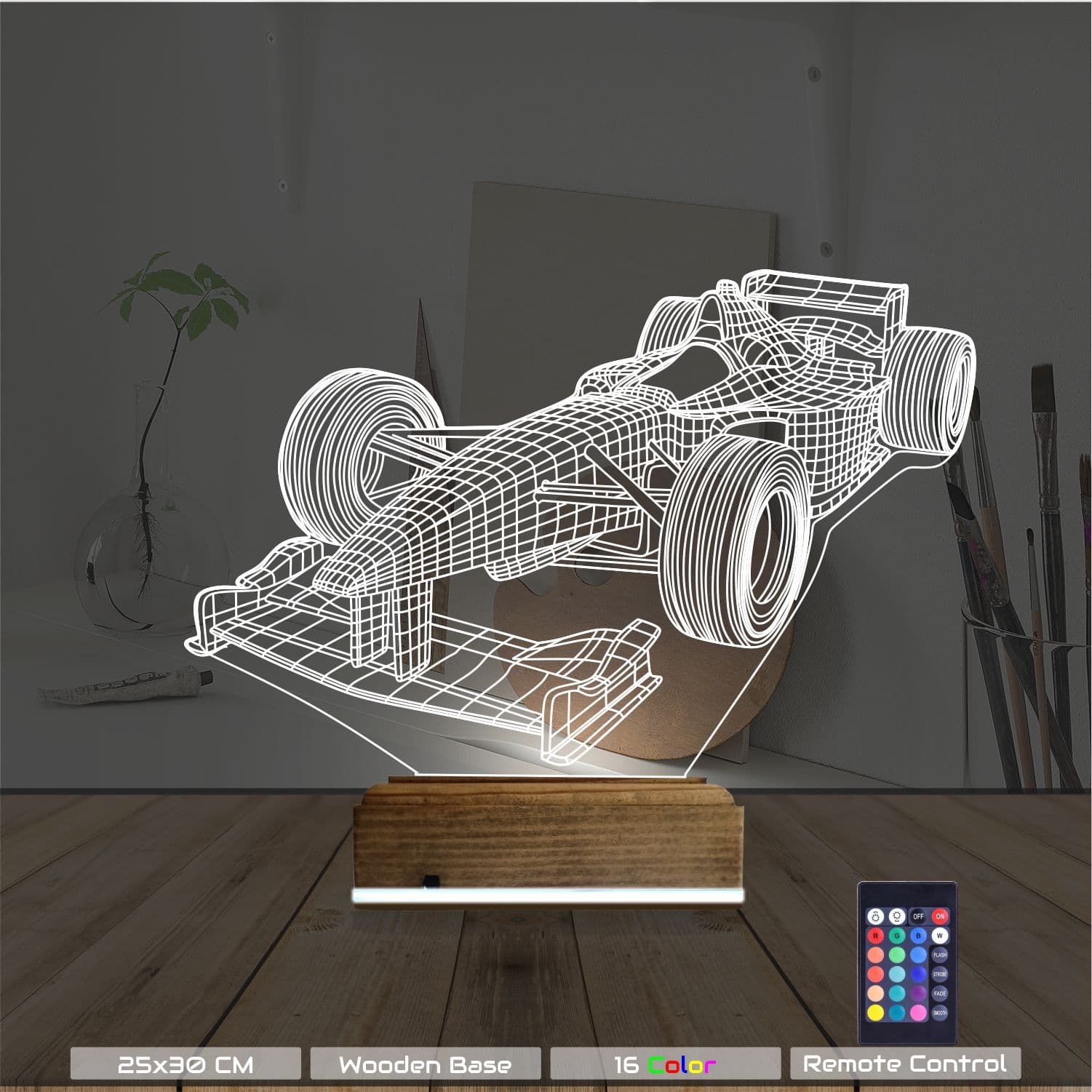 Болид Формулы-1 — 3D LED Ночник | Подарок фанату гонок 8