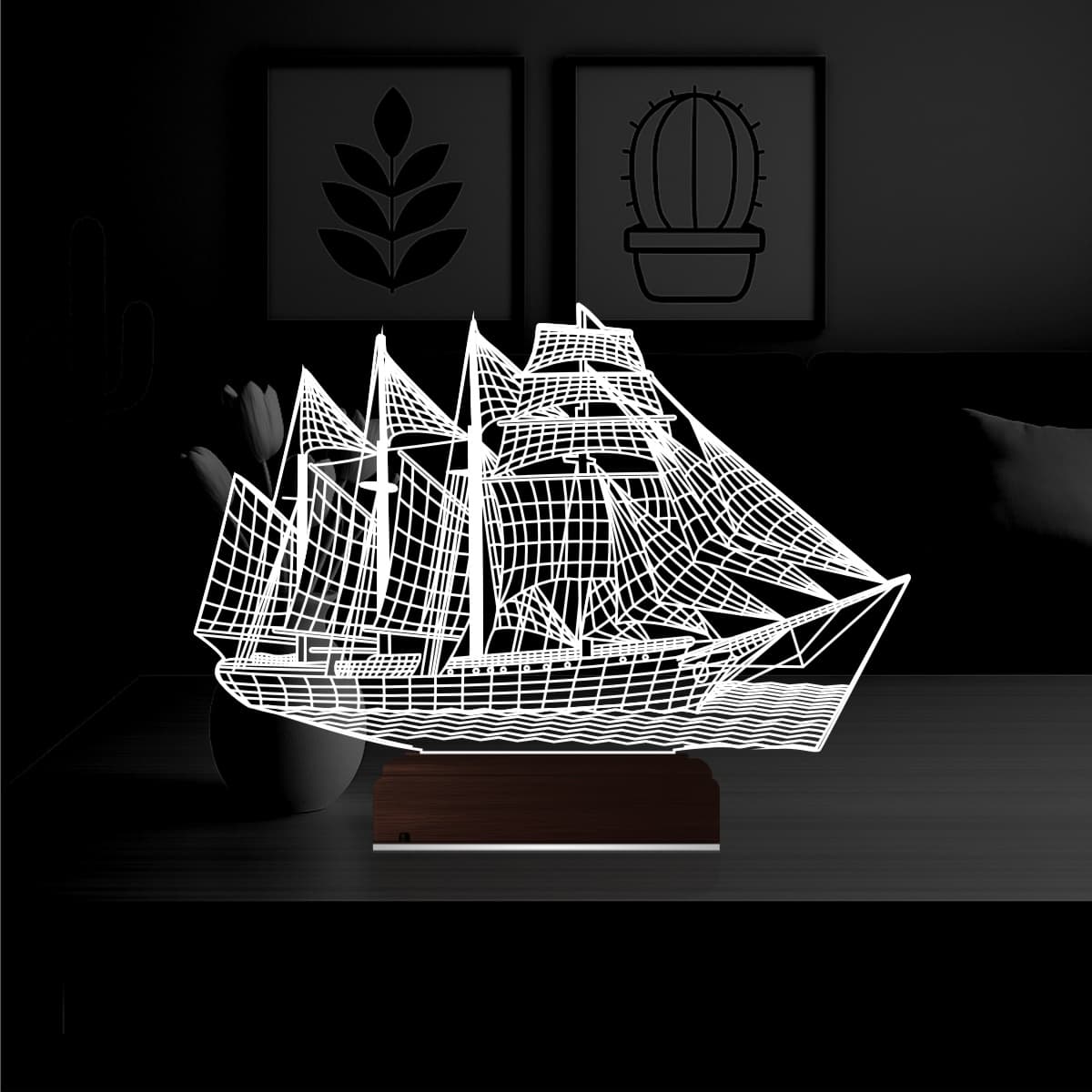 Парусник — 3D LED Ночник | Подарок мужчине 1