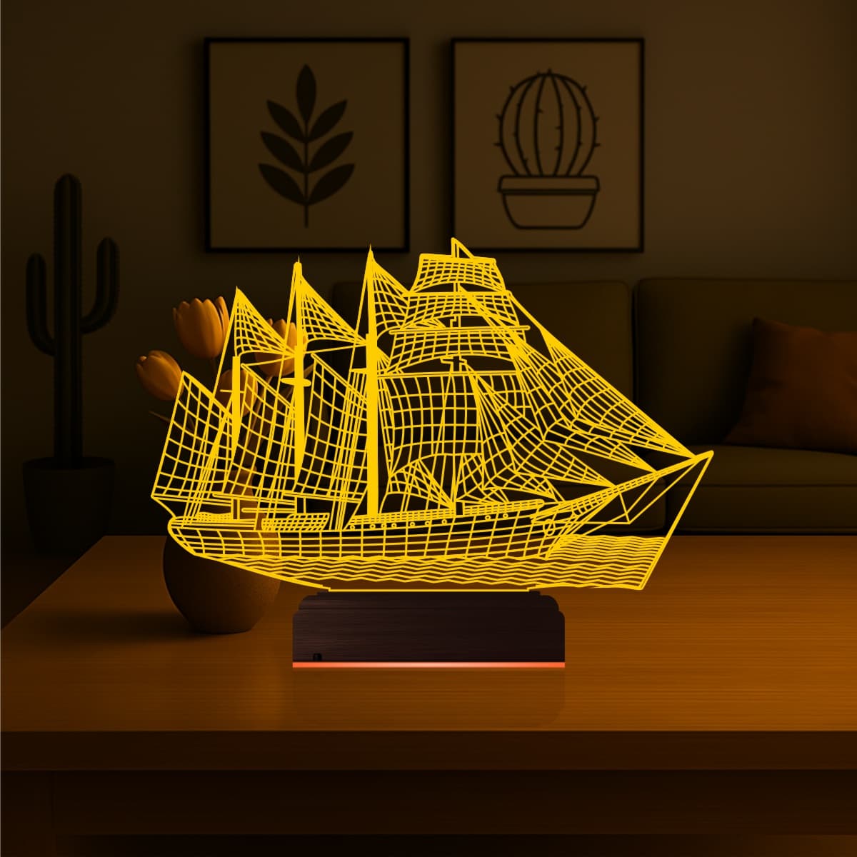 Парусник — 3D LED Ночник | Подарок мужчине 7