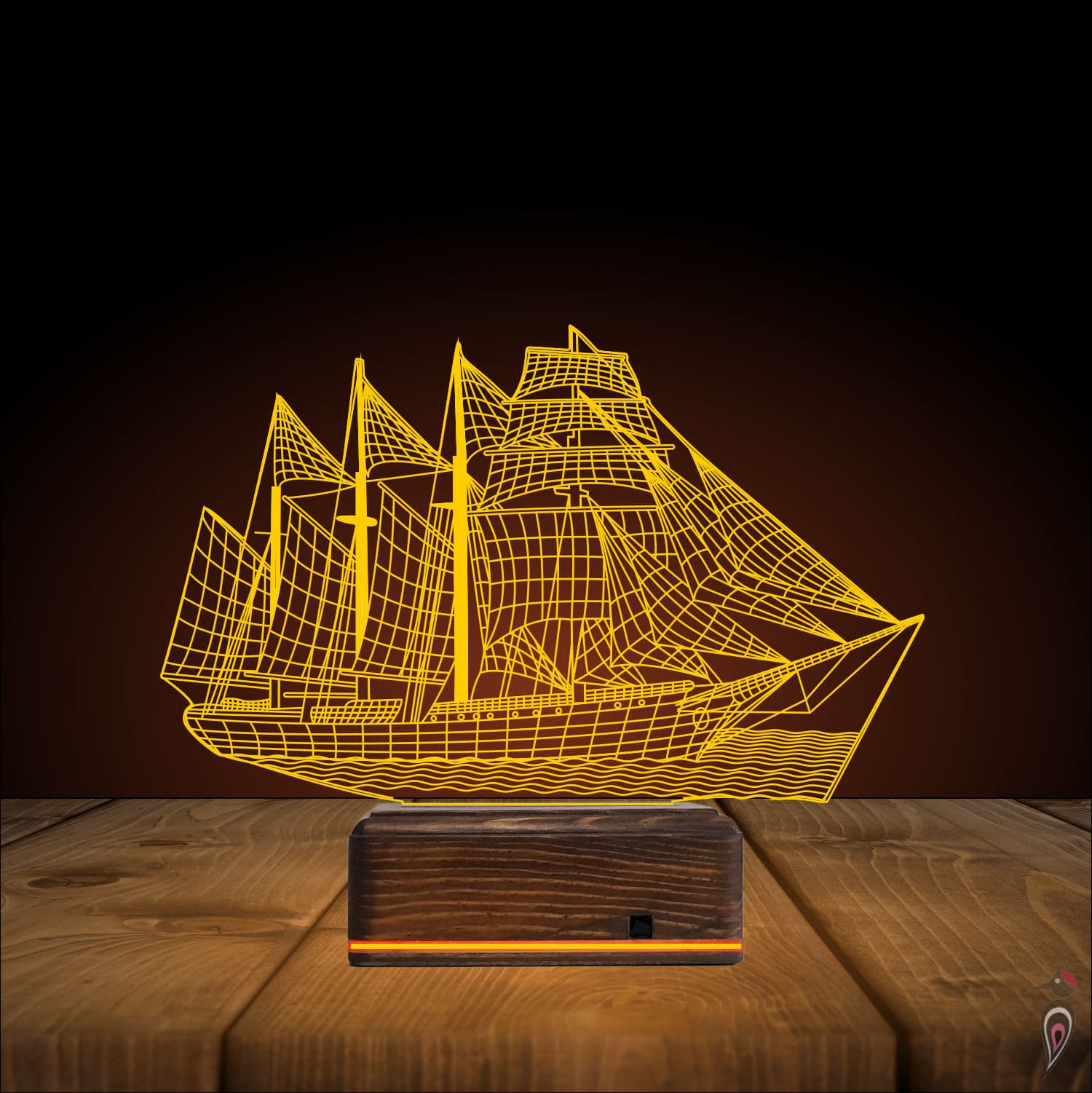 Парусник — 3D LED Ночник | Подарок мужчине 9