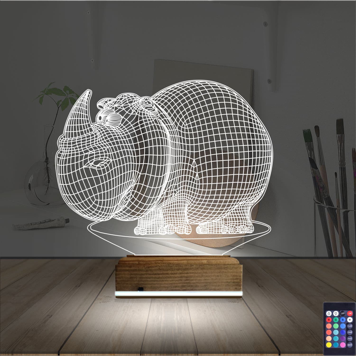 Носорог — 3D LED Ночник | Подарок для детей и взрослых 2