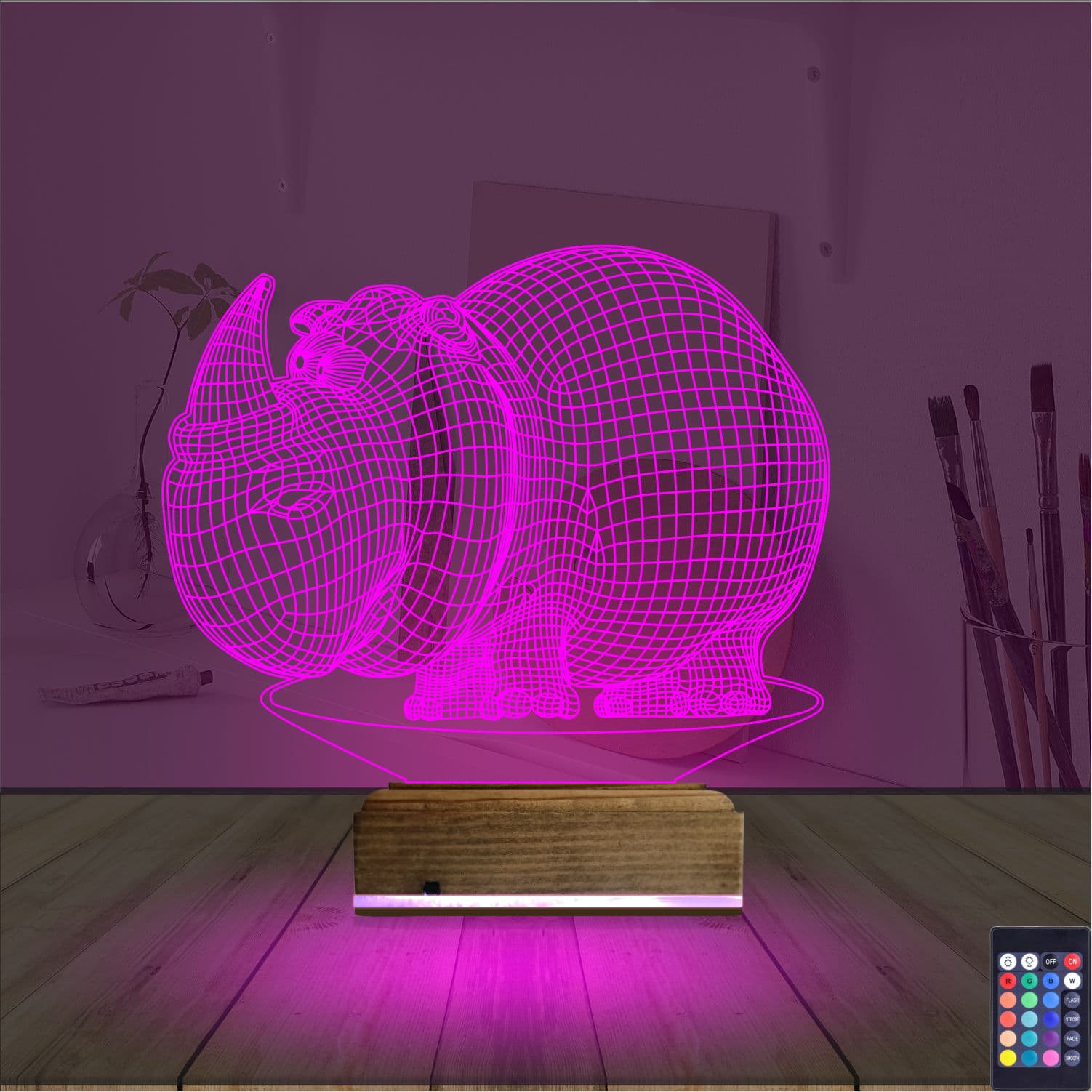Носорог — 3D LED Ночник | Подарок для детей и взрослых 4