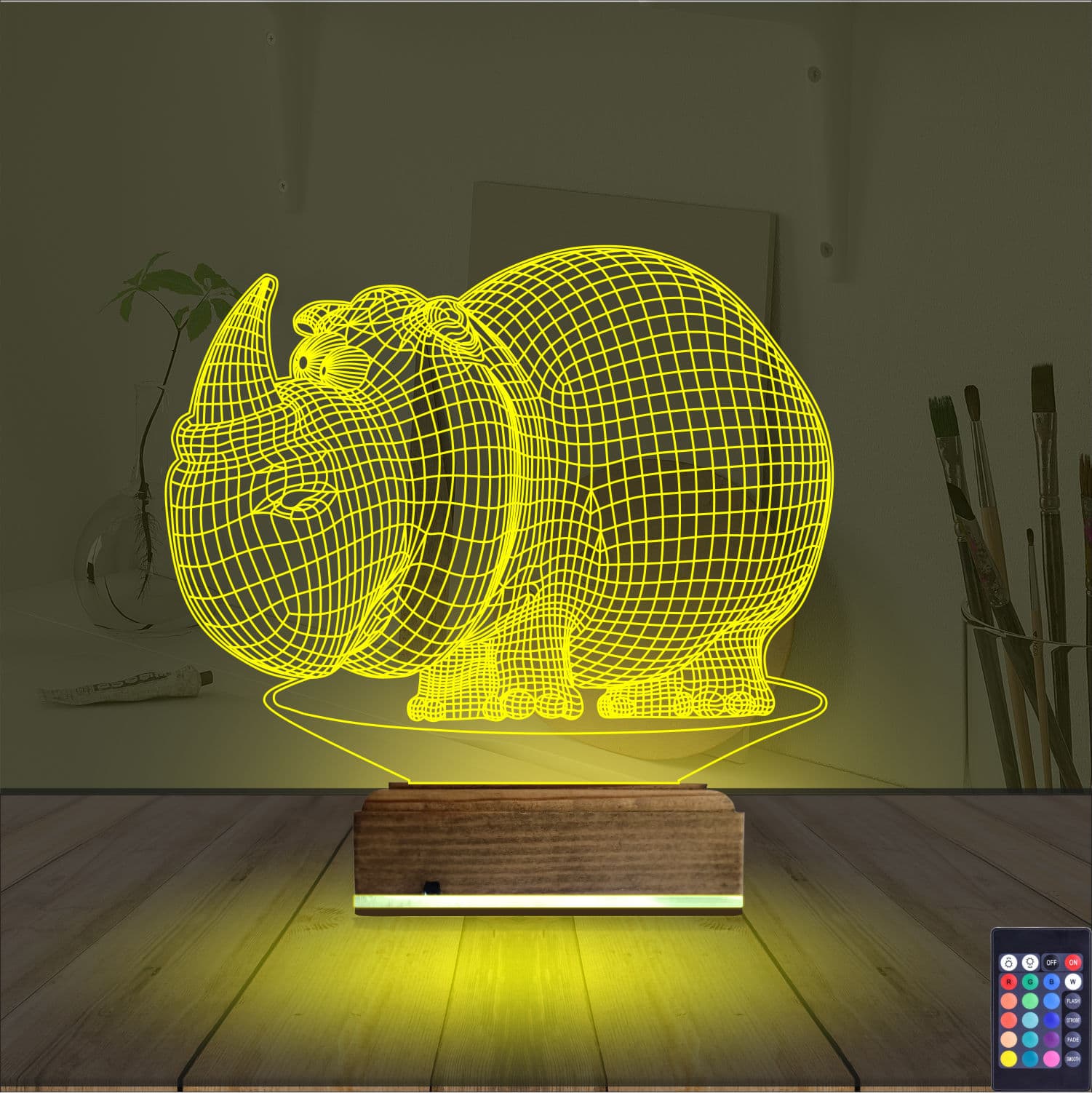 Носорог — 3D LED Ночник | Подарок для детей и взрослых 5