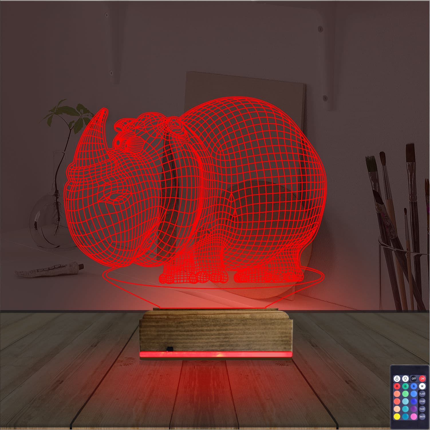 Носорог — 3D LED Ночник | Подарок для детей и взрослых 7