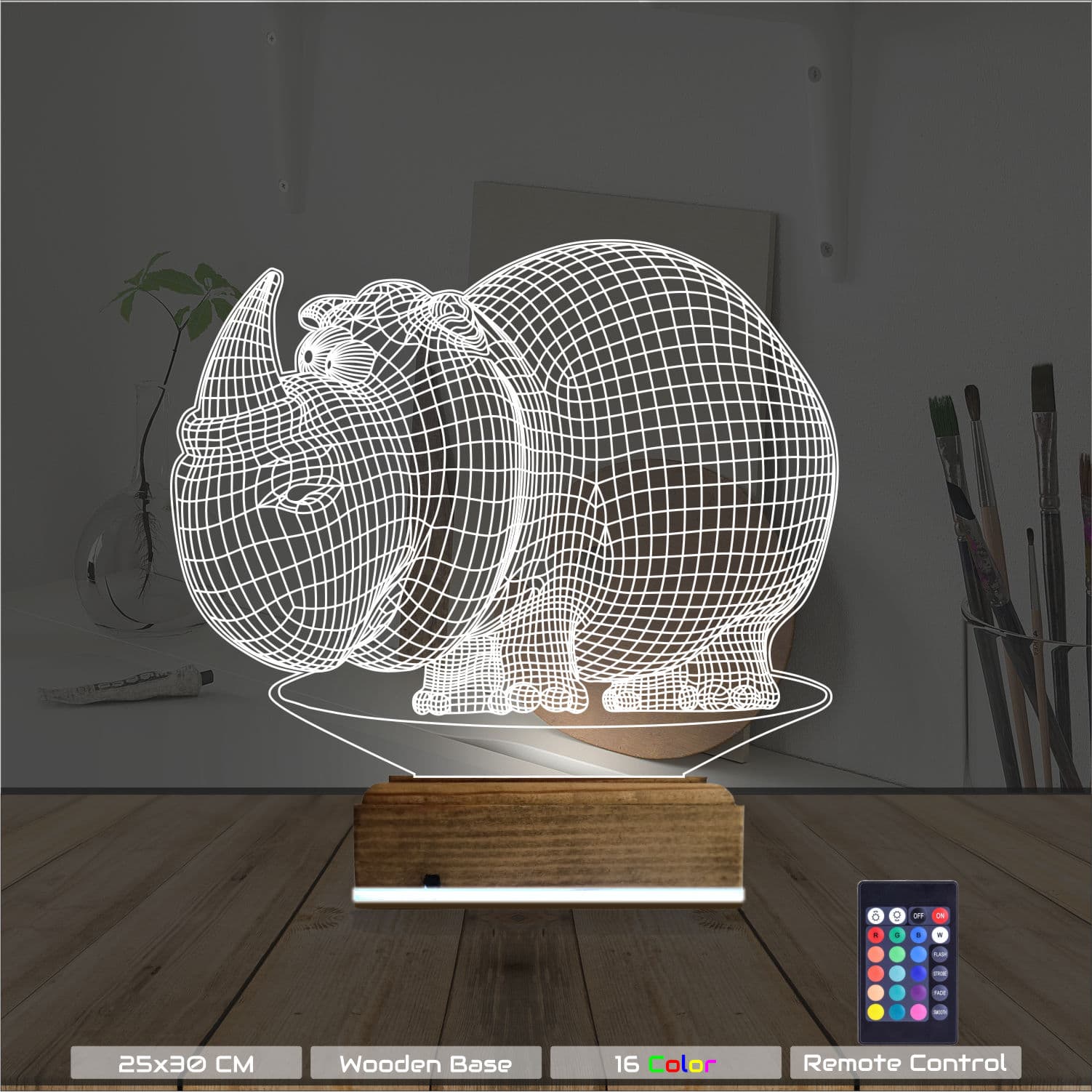 Носорог — 3D LED Ночник | Подарок для детей и взрослых 8