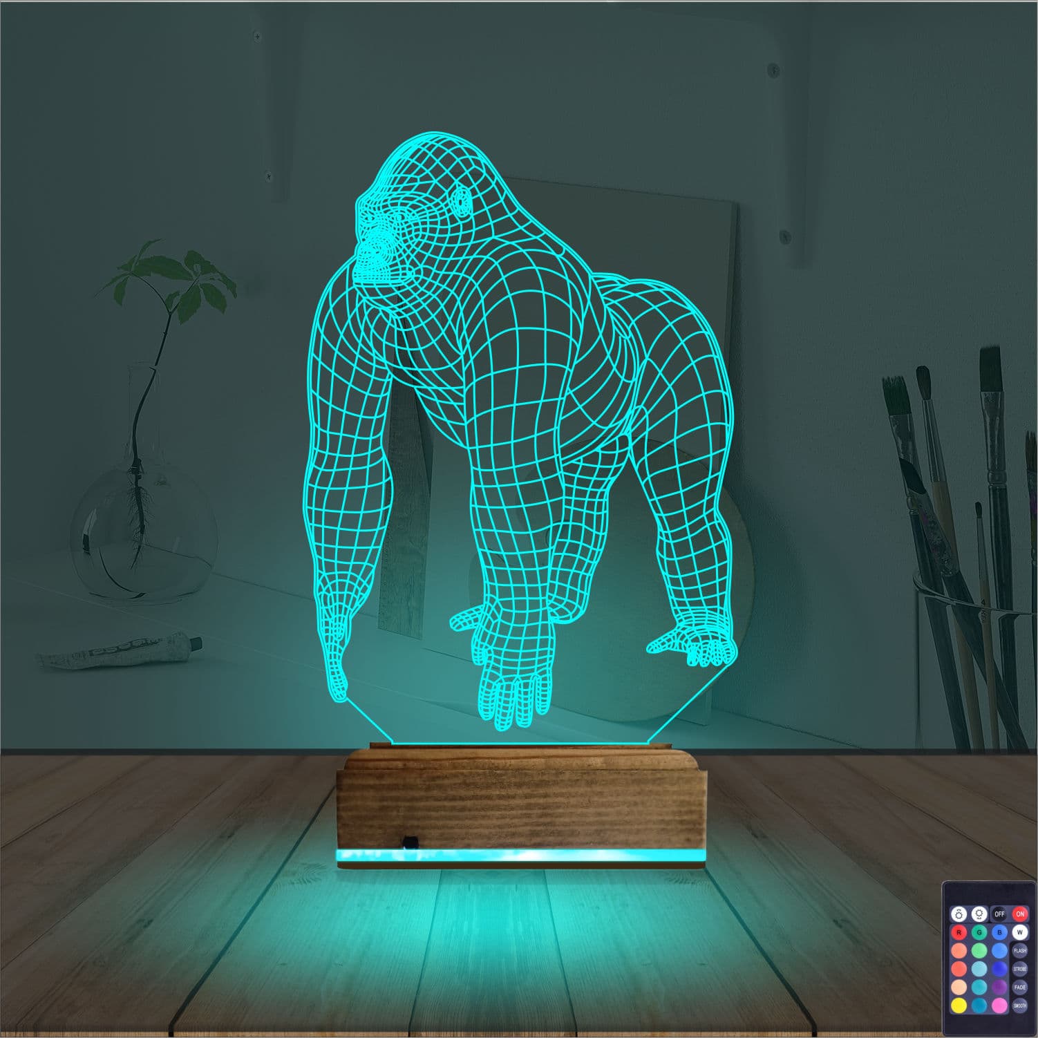 Горилла — 3D LED Ночник | Подарок любителям животных 3