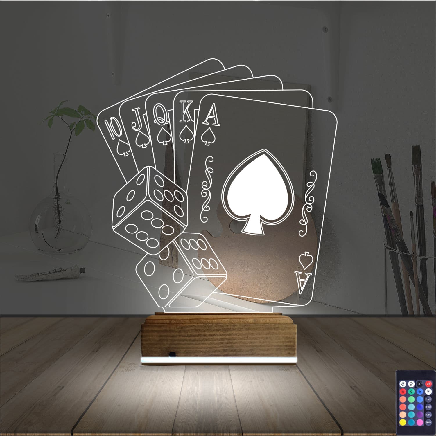 Карты и Кости — 3D LED Ночник | Подарок мужчине 2