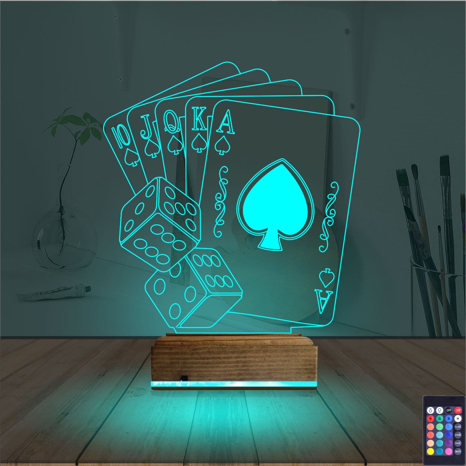 Карты и Кости — 3D LED Ночник | Подарок мужчине 3