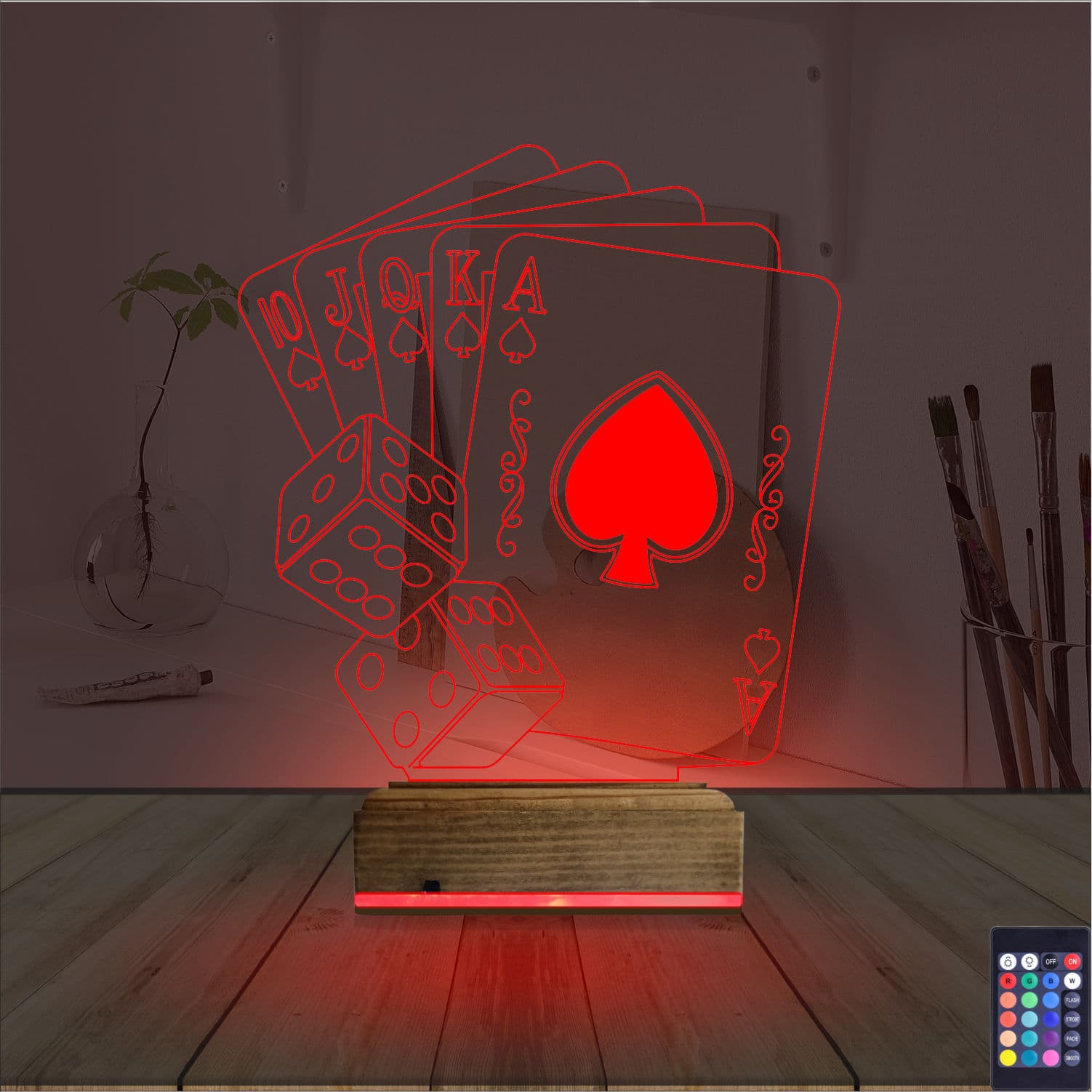 Карты и Кости — 3D LED Ночник | Подарок мужчине 7