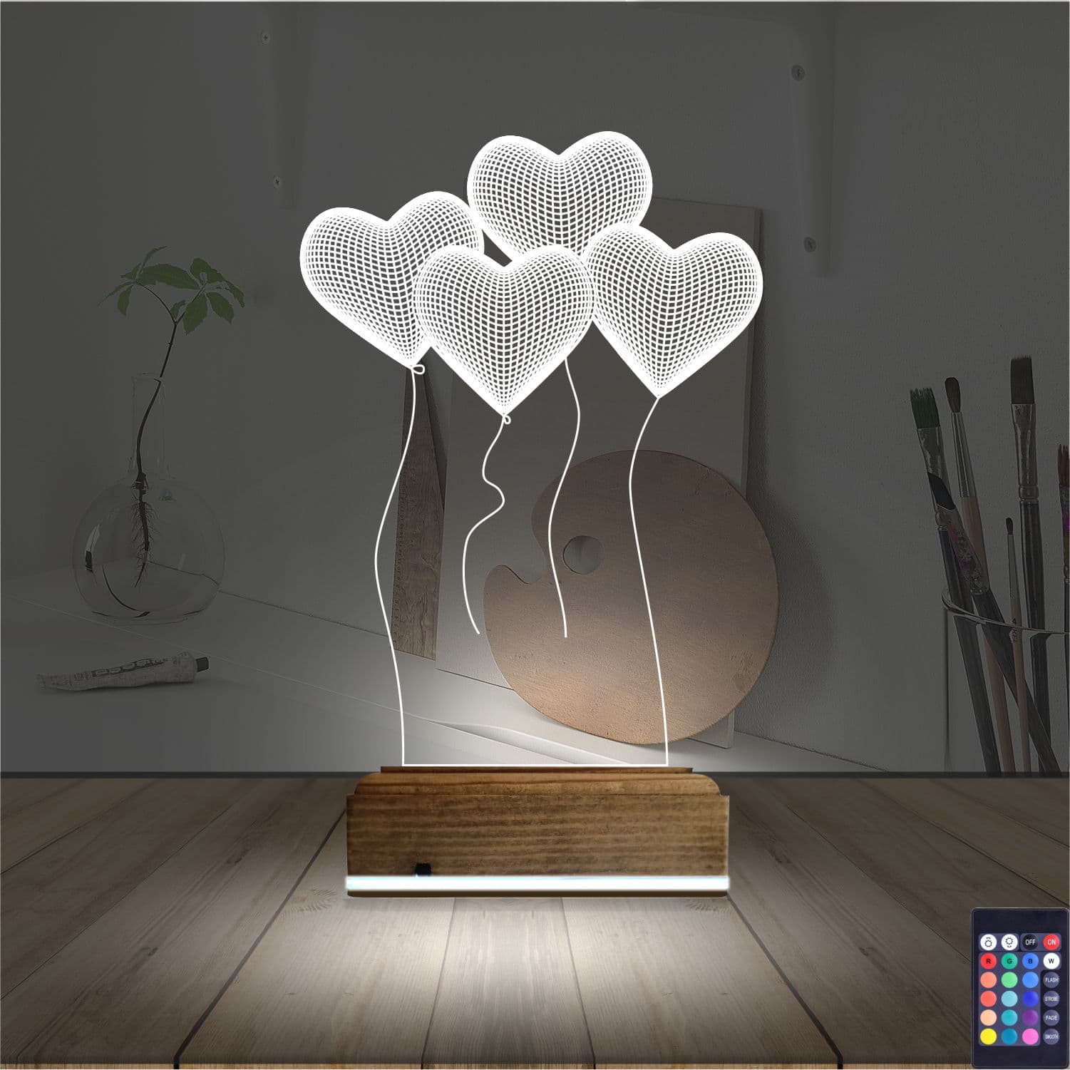 Сердца — 3D LED Ночник | Романтический подарок 2