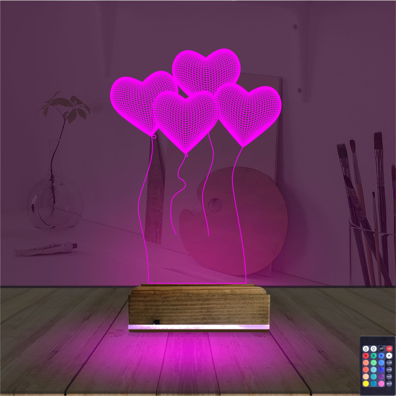 Сердца — 3D LED Ночник | Романтический подарок 4