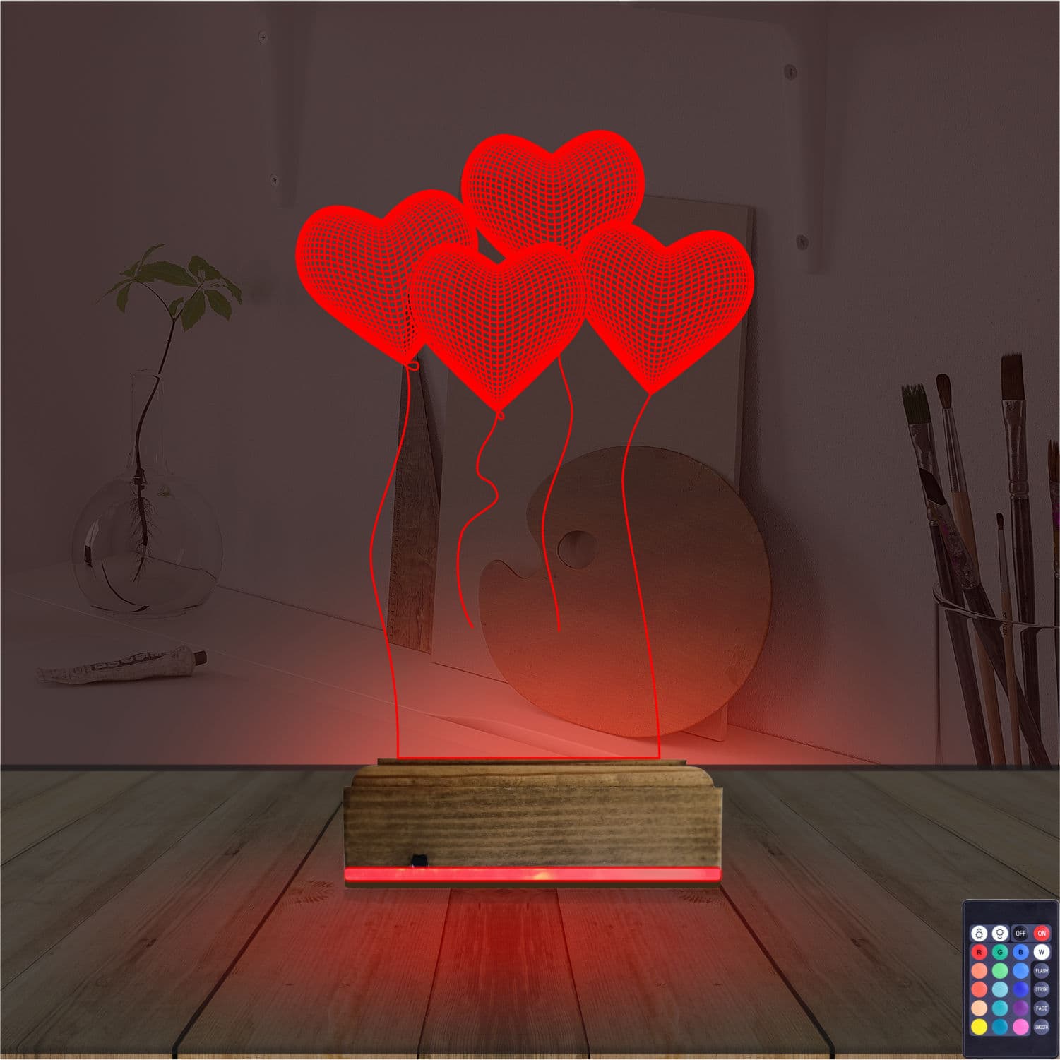 Сердца — 3D LED Ночник | Романтический подарок 7