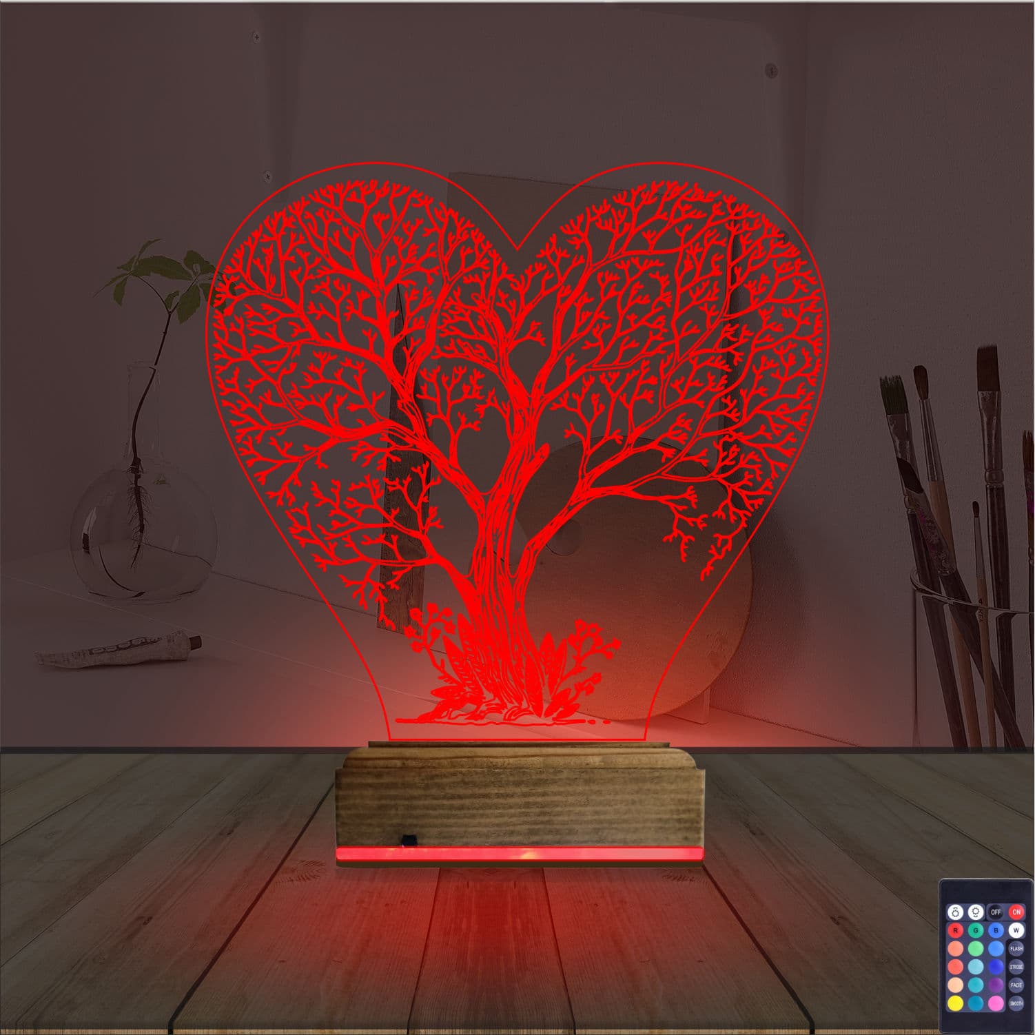 Дерево-сердце — 3D LED Ночник | Романтический подарок 7