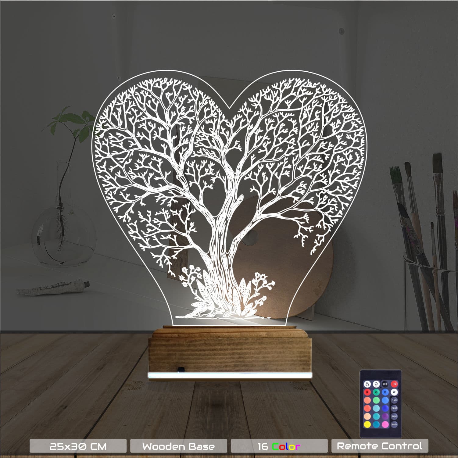 Дерево-сердце — 3D LED Ночник | Романтический подарок 8