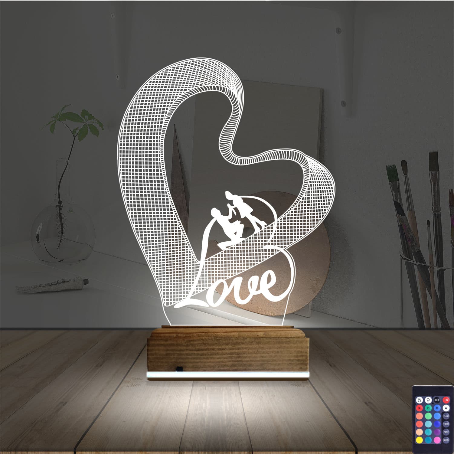 Сердце и Влюбленные — 3D LED Ночник | Романтический подарок 2