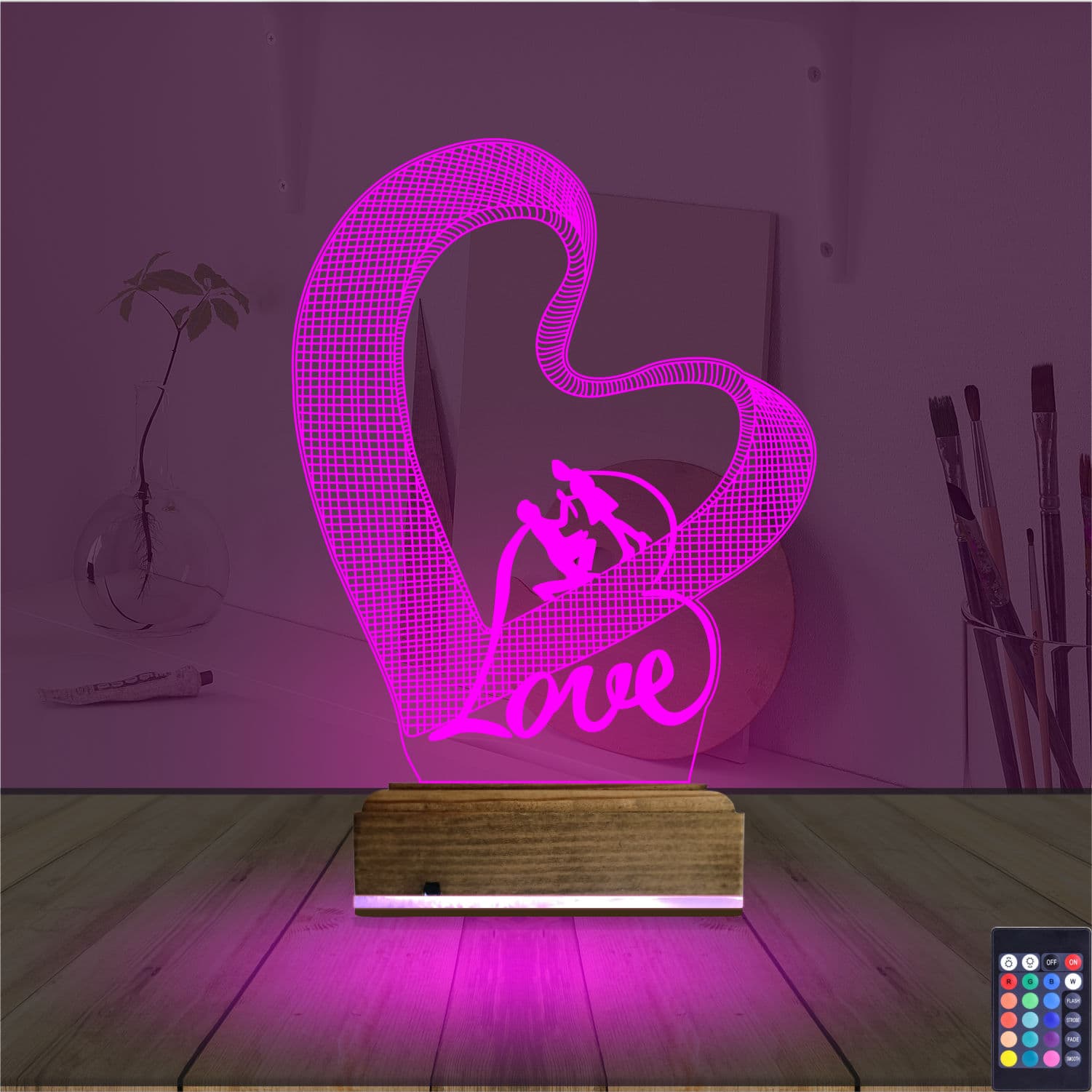 Сердце и Влюбленные — 3D LED Ночник | Романтический подарок 4