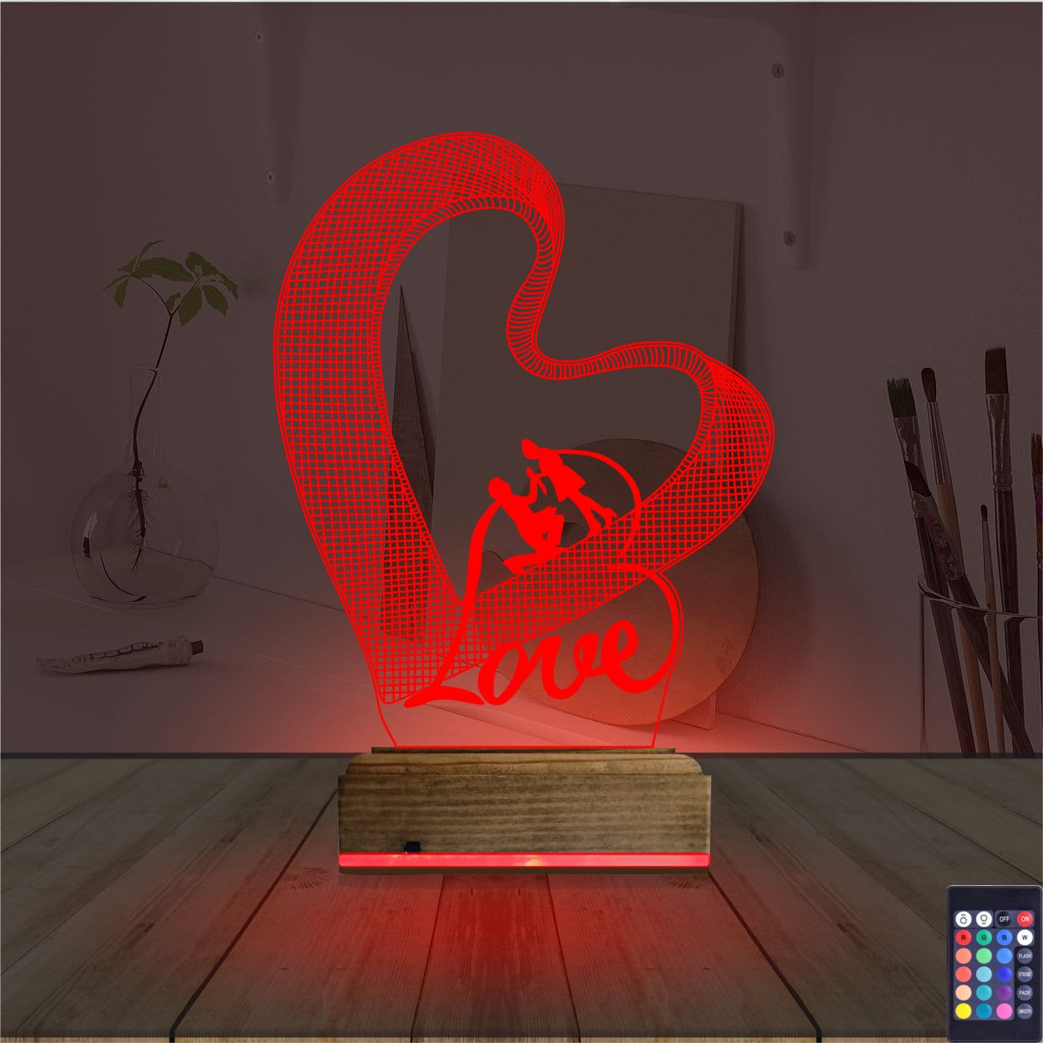 Сердце и Влюбленные — 3D LED Ночник | Романтический подарок 7