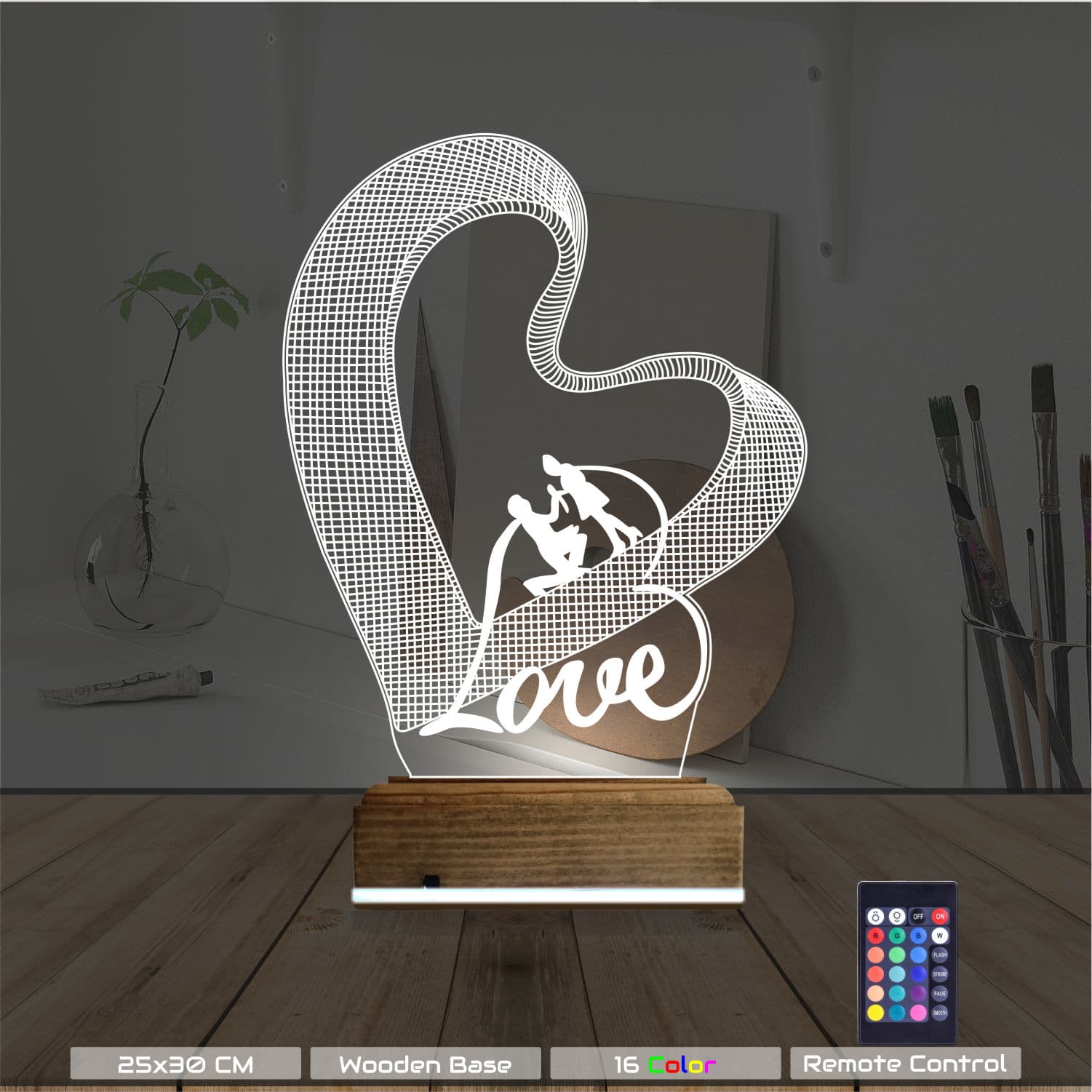 Сердце и Влюбленные — 3D LED Ночник | Романтический подарок 8