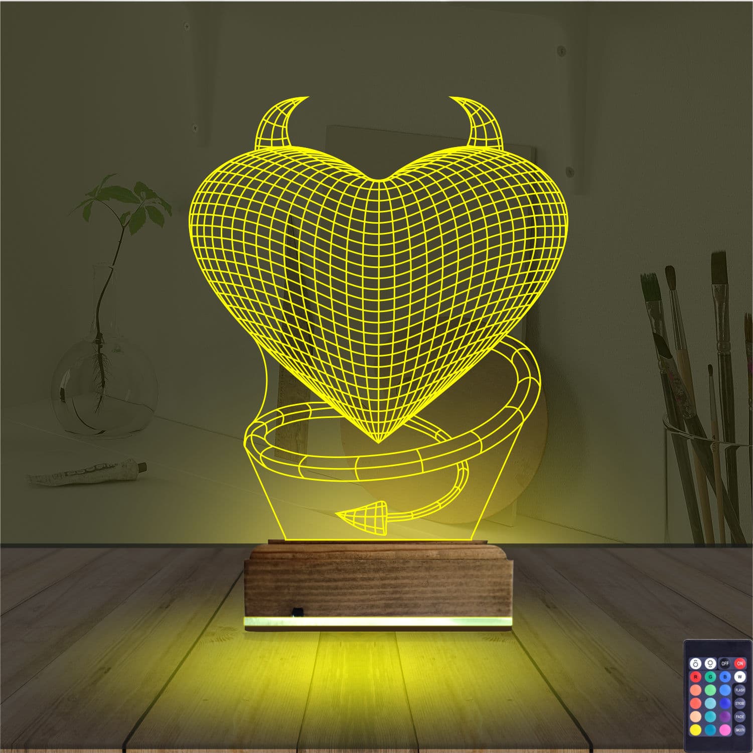 Сердце с рожками — 3D LED Ночник | Подарок любимому человеку 5