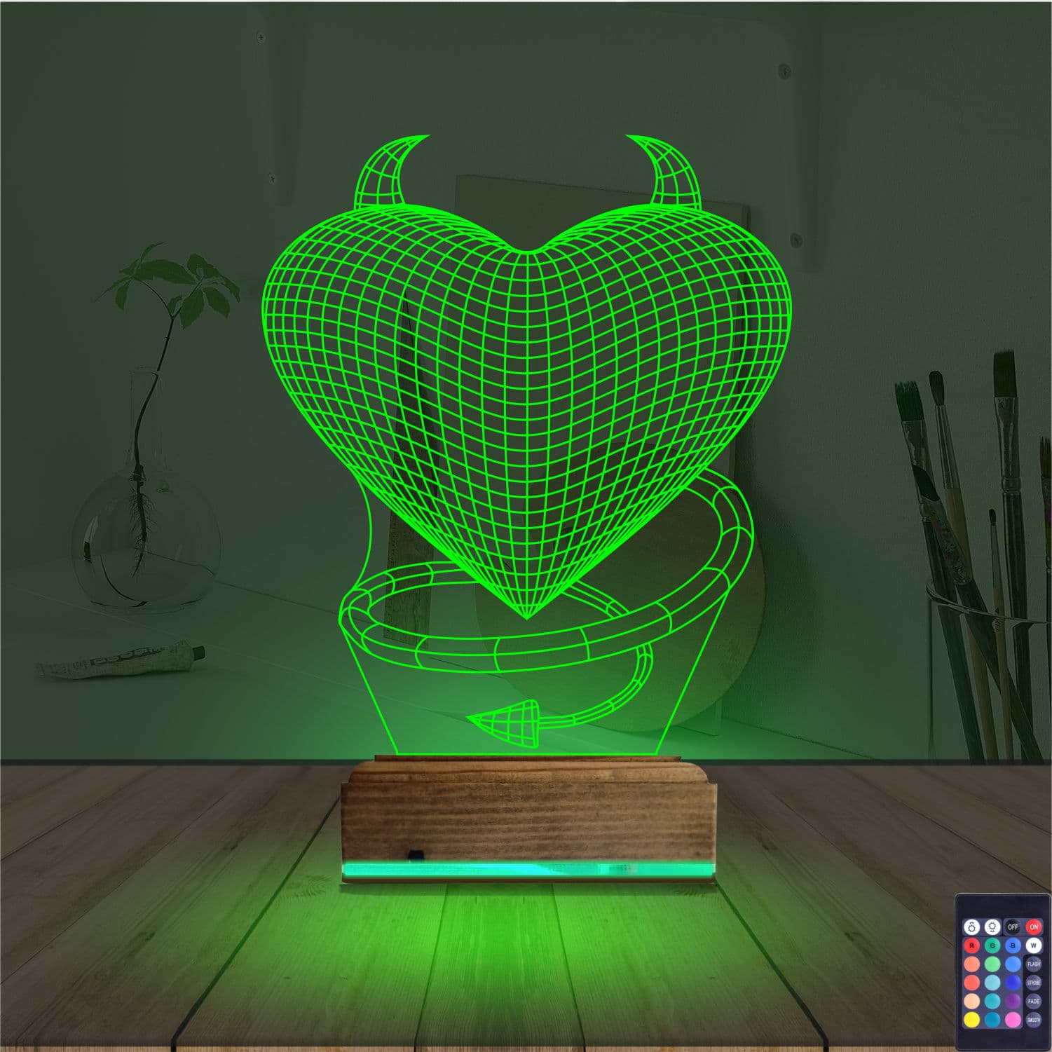 Сердце с рожками — 3D LED Ночник | Подарок любимому человеку 6