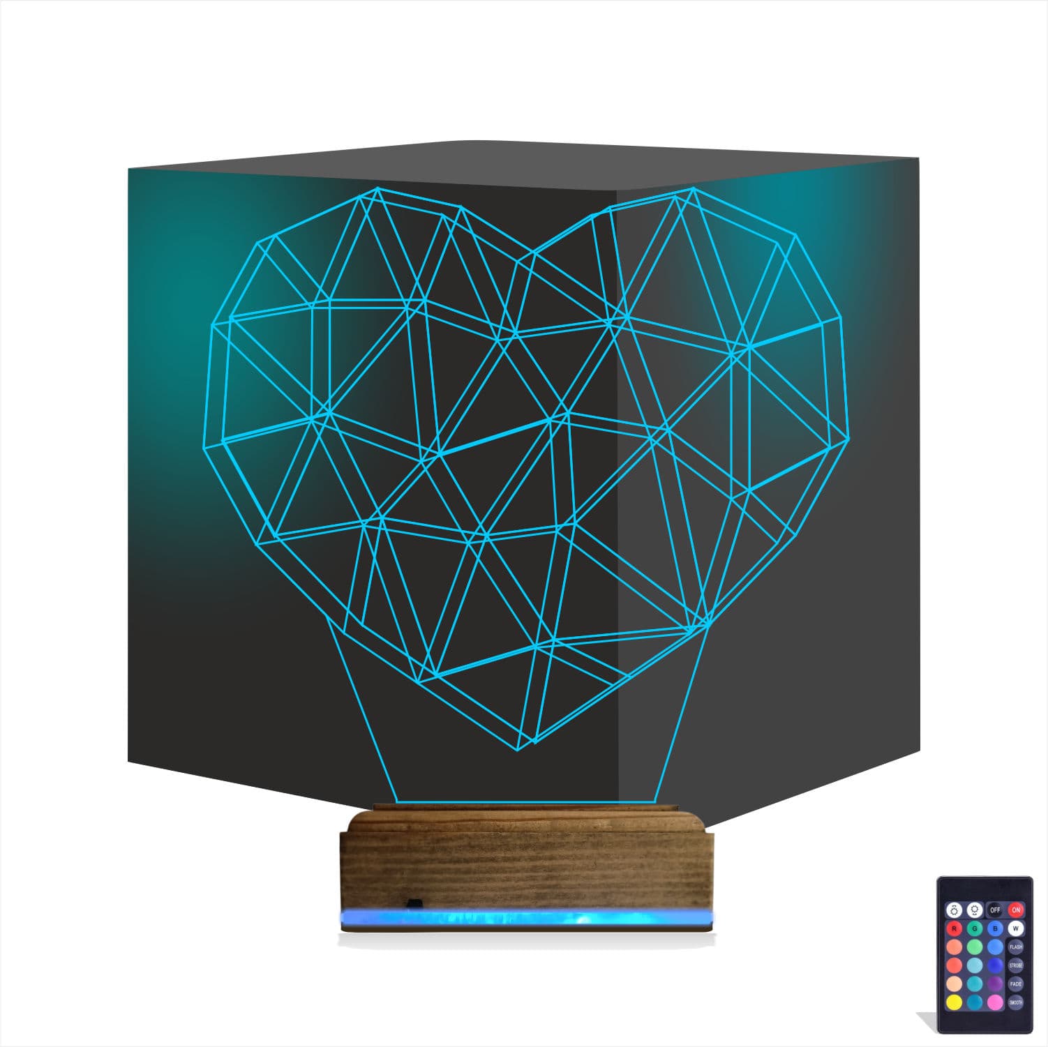 Геометрическое сердце — 3D LED Ночник | Романтический подарок 1