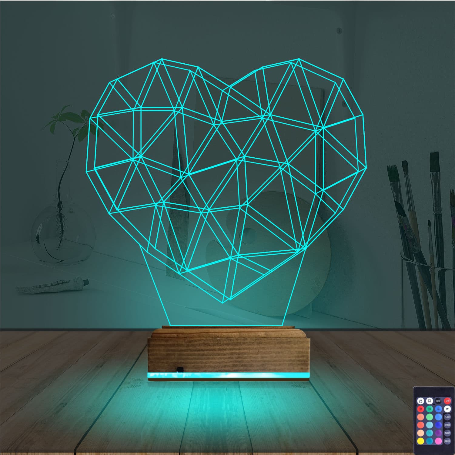 Геометрическое сердце — 3D LED Ночник | Романтический подарок 3