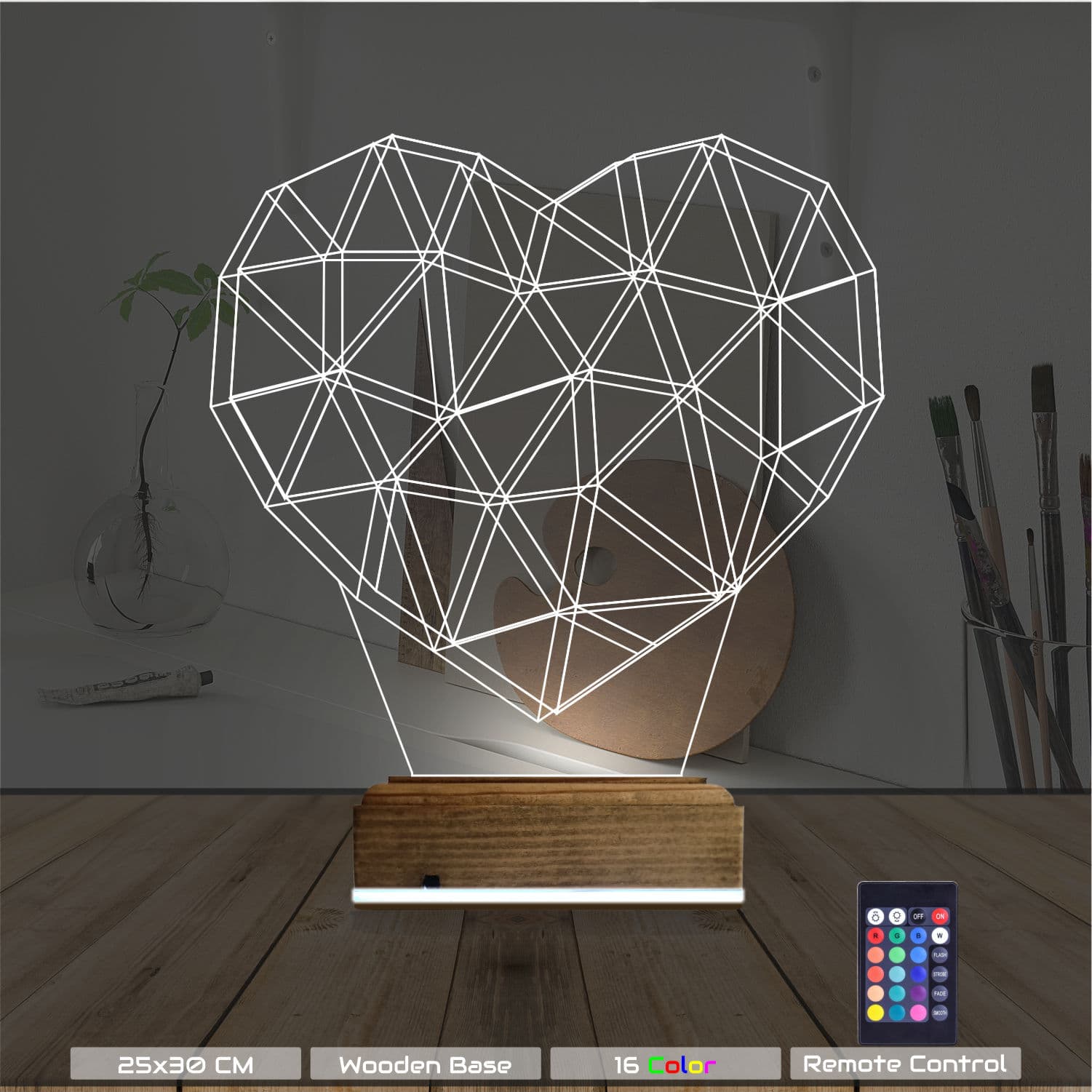 Геометрическое сердце — 3D LED Ночник | Романтический подарок 8