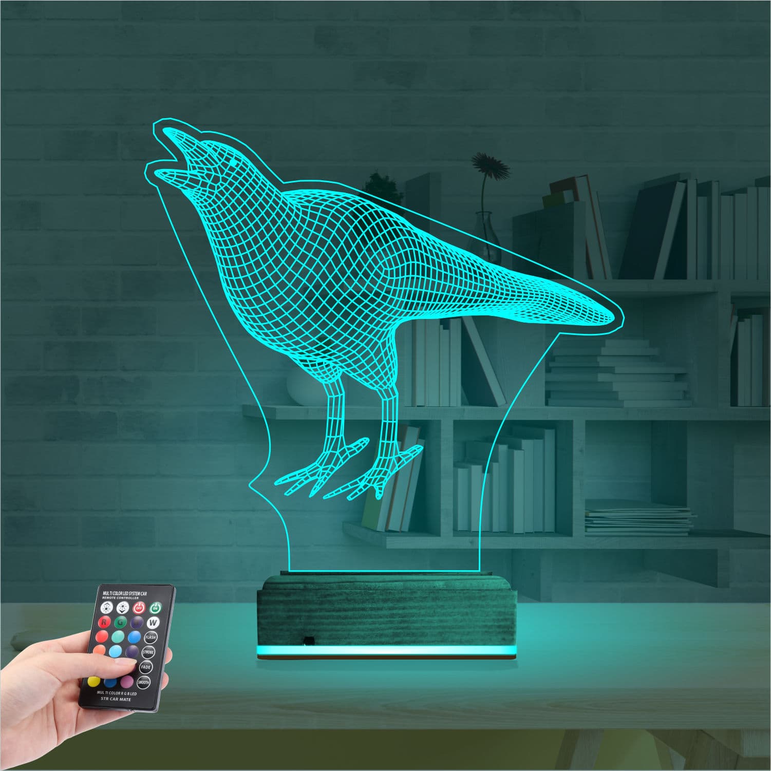 Ворон — 3D LED Ночник | Оригинальный подарок 3