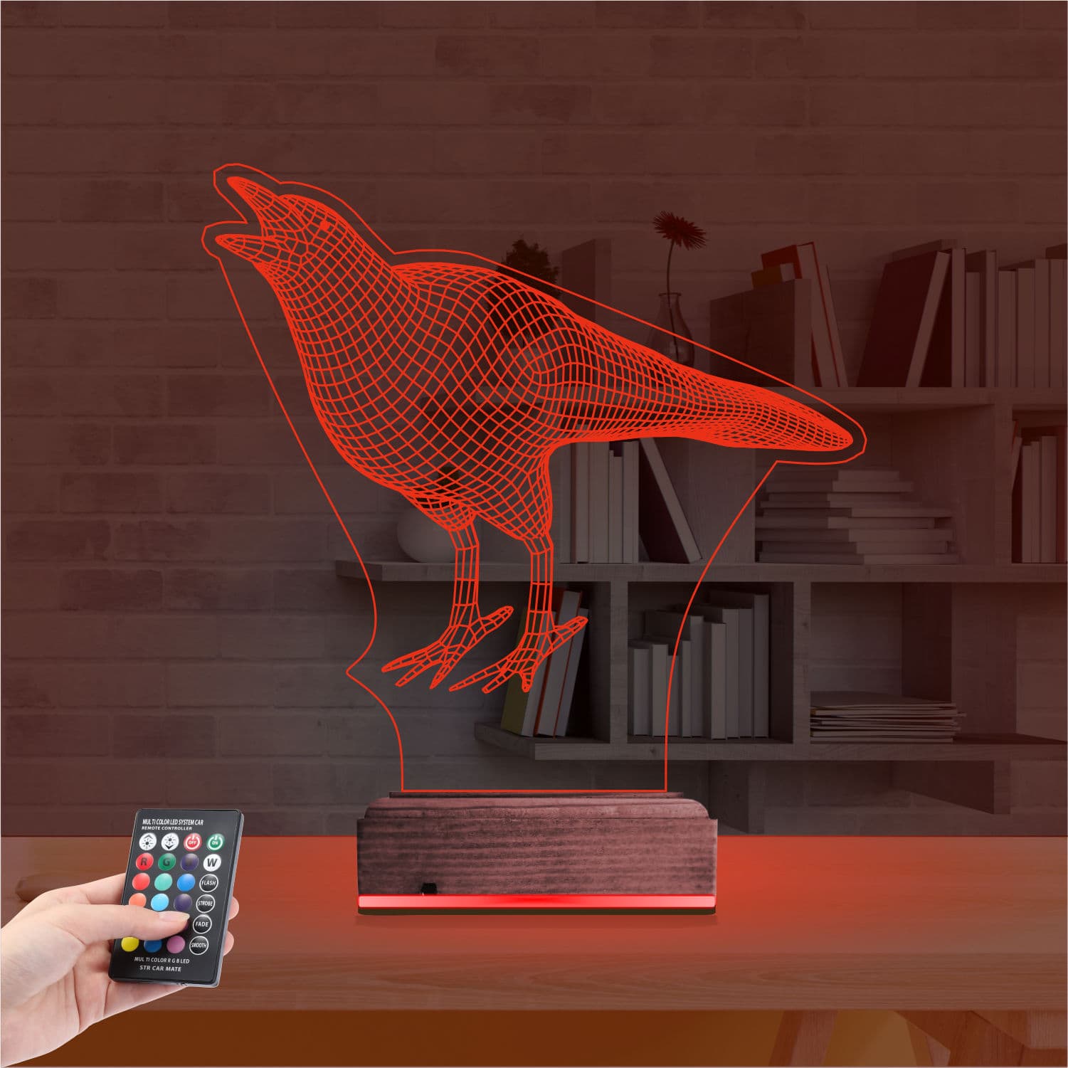 Ворон — 3D LED Ночник | Оригинальный подарок 7
